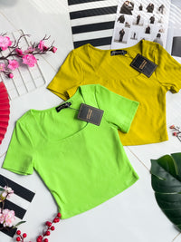 【T3450】独家爆款方领前双层短袖纯棉弹力简约休闲百搭上衣 ❤️❤️ 【B-R2-C2】