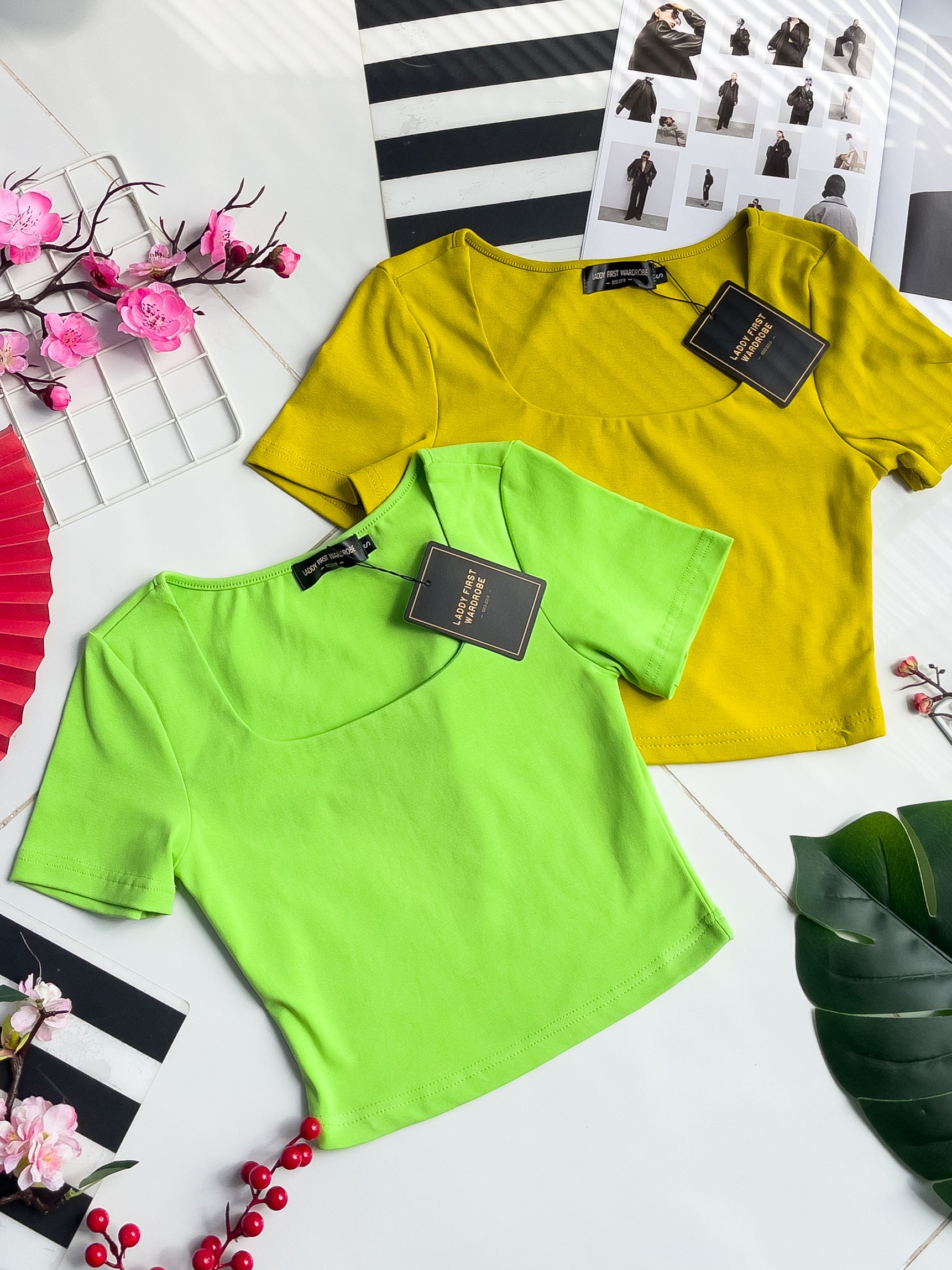 【T3450】独家爆款方领前双层短袖纯棉弹力简约休闲百搭上衣 ❤️❤️ 【B-R2-C2】