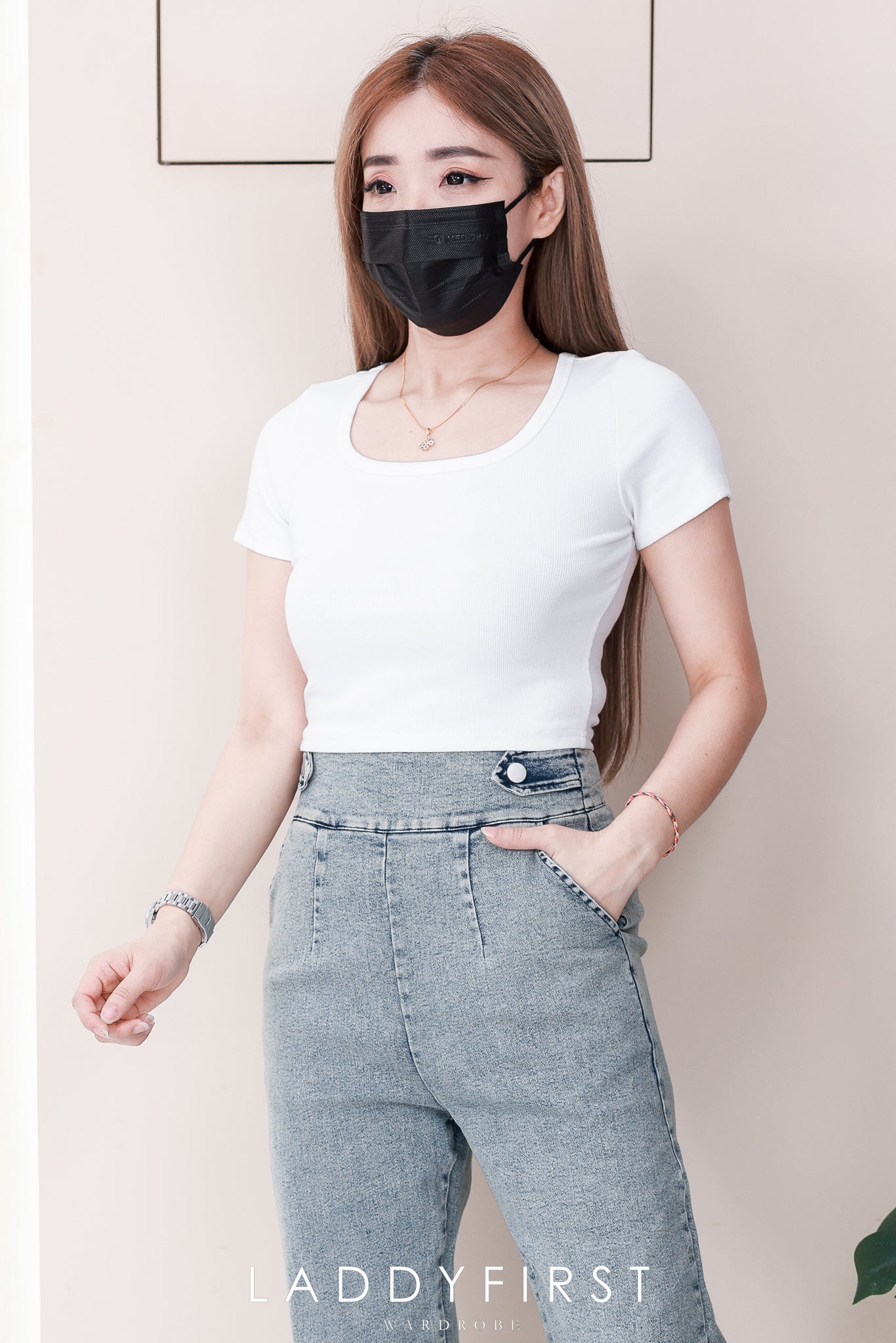 【L6754】高品质COTTON JEANS牛仔弹力老爹百搭九分长裤❤️❤️