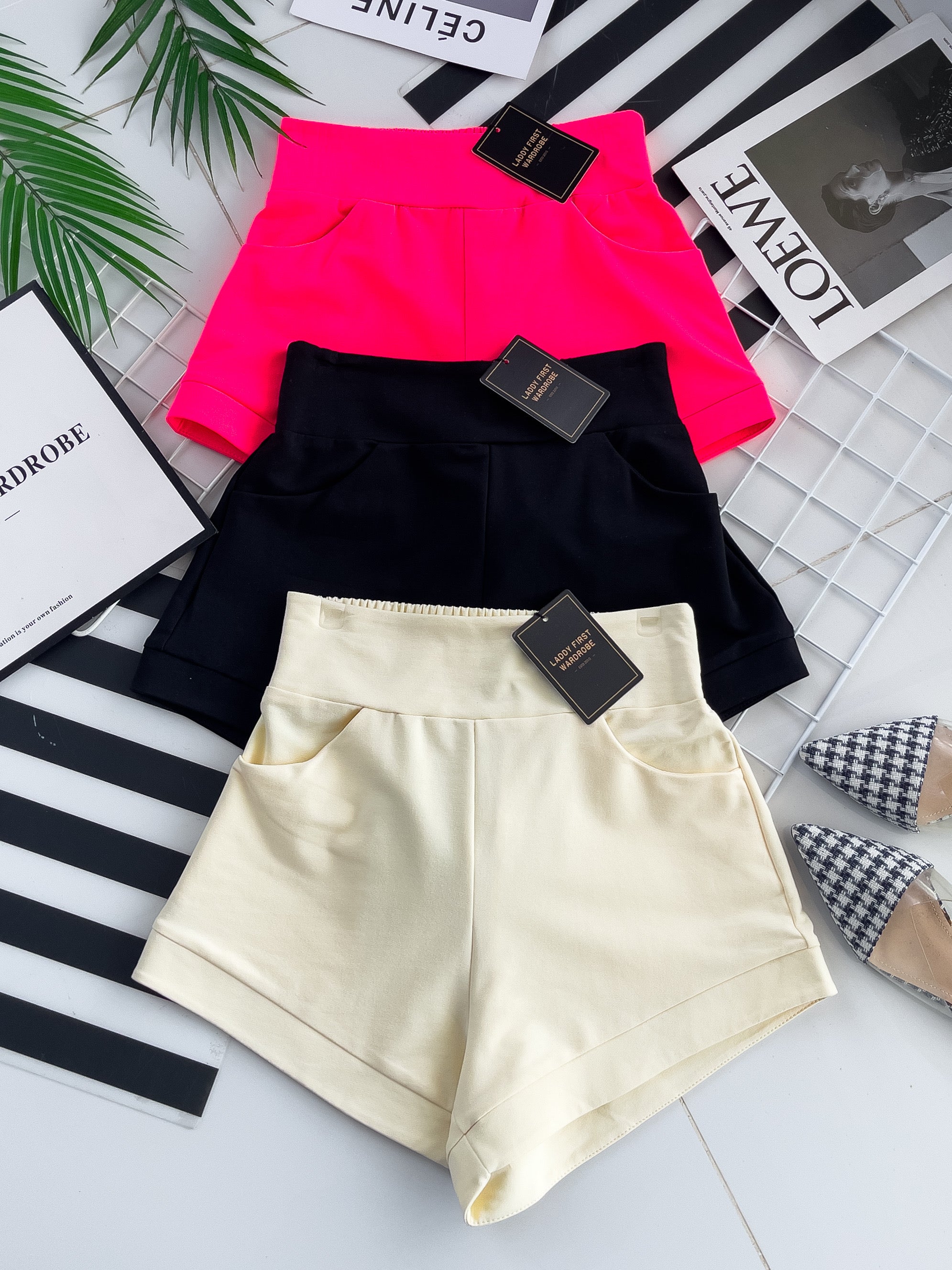 【S80484】独家爆款多巴胺色系卫衣棉质后副松紧弹力高腰休闲百搭短，有口袋 ❤️❤️ 【B-R1-C1】