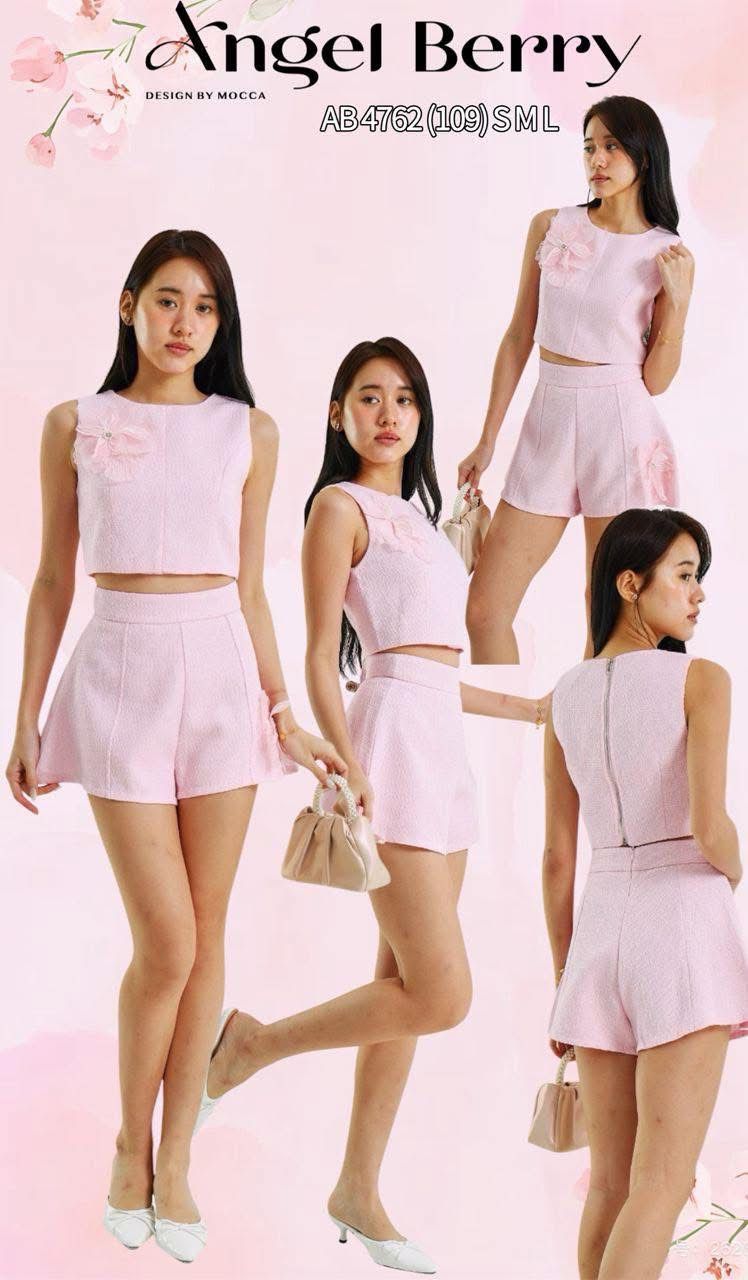 【SS25129】【补厂家现货⚡⚡】高品质两件式高端气质感小香风套装 小香风无袖上衣➕宽腿阔脚小香风高腰短裤 ❤️❤️