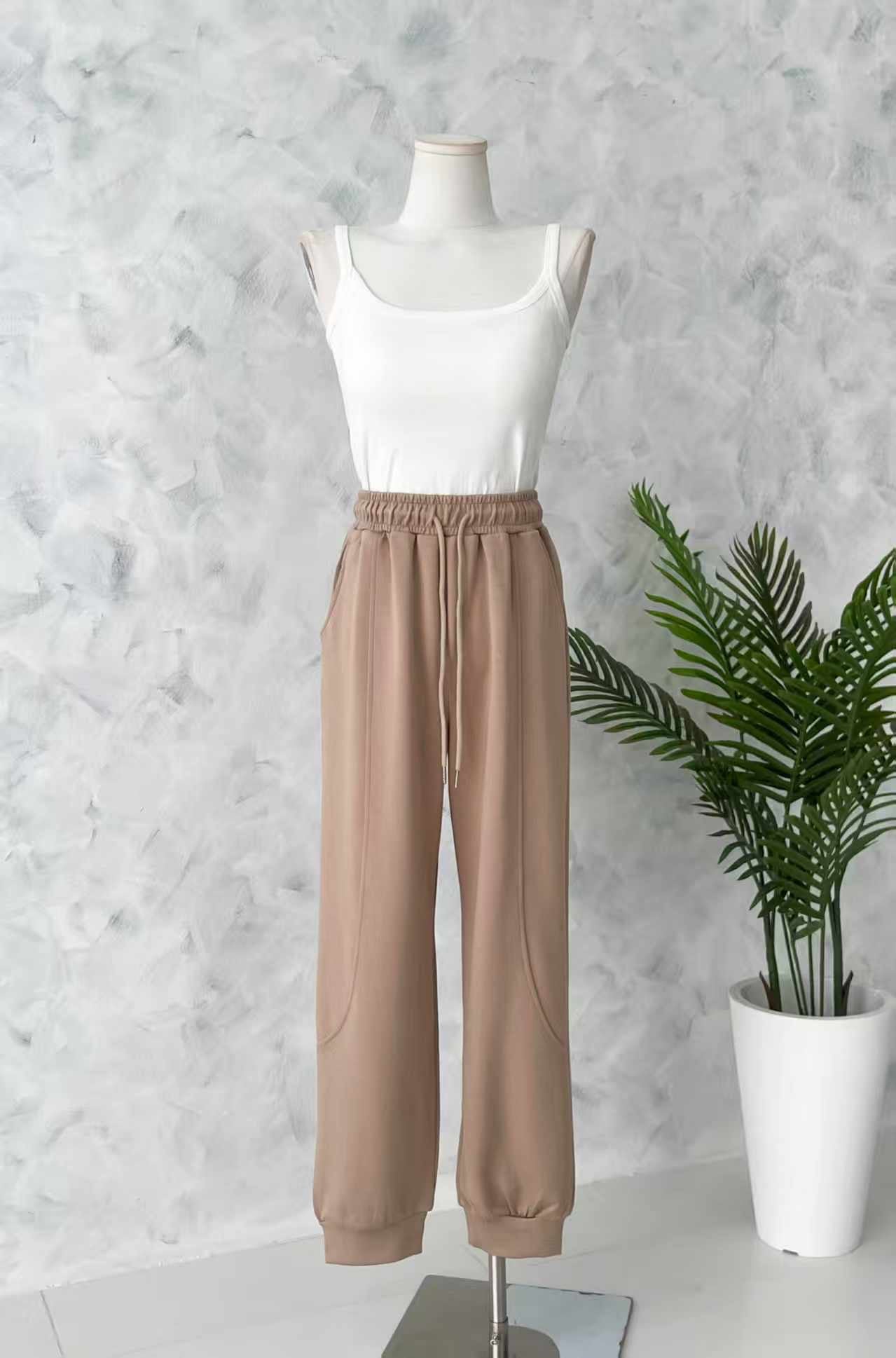 【L1192-1】⚡补货预订款⚡高品质空气棉松紧腰弹力运动休闲长裤，有口袋 ❤️❤️