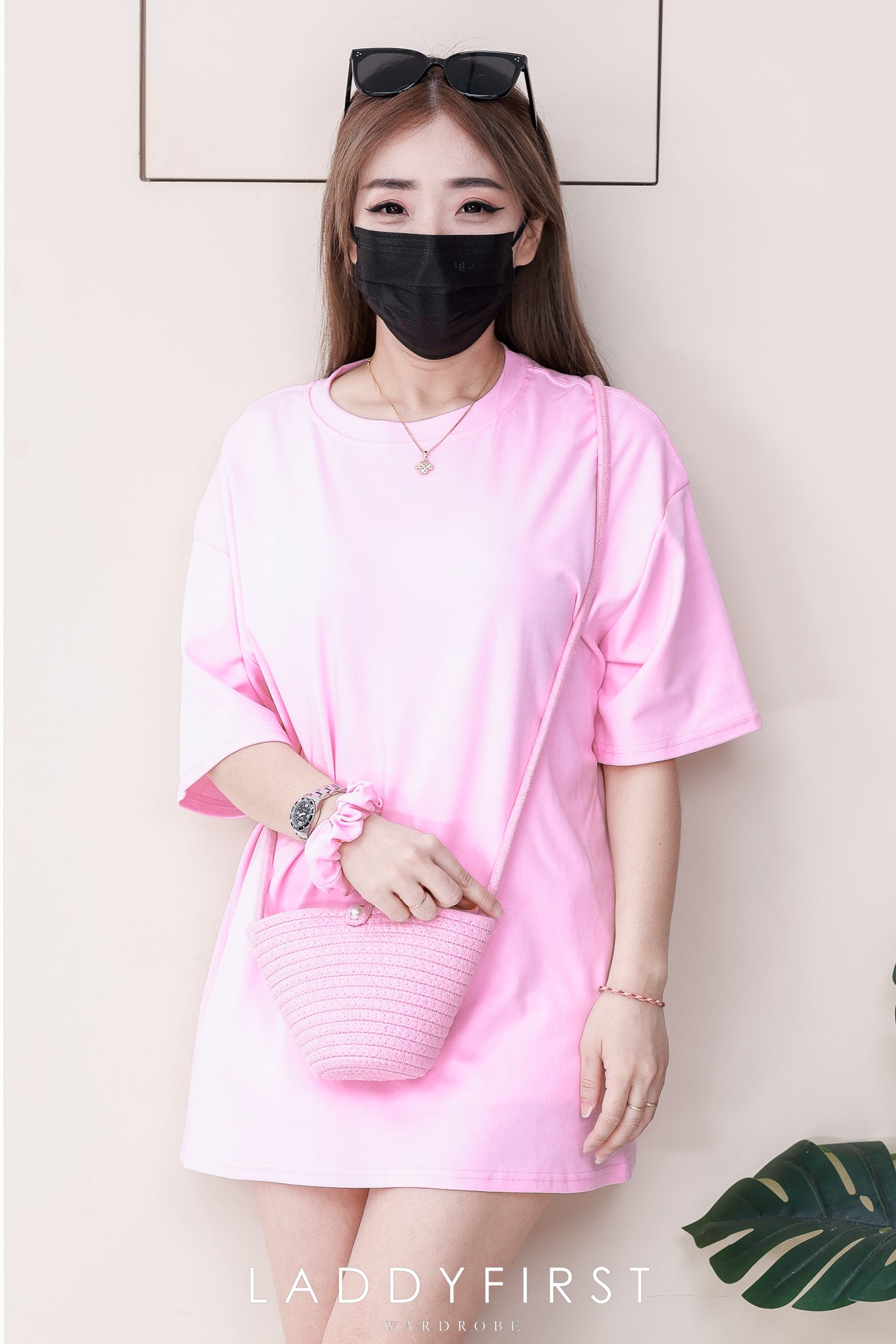 【O1160】高品质三件套男女同款纯棉Oversized 潮流时尚上衣 ❤️❤️ 上衣➕包包➕发圈