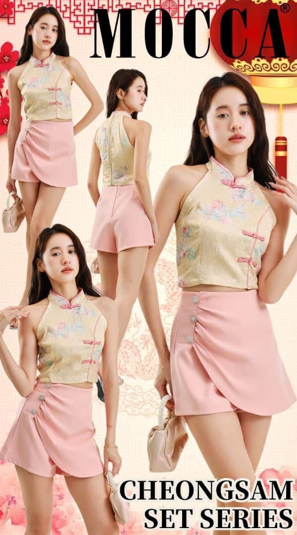 【SS8239211】高品质两件式高端大气名媛风提花旗袍套装 CUT IN无袖提花旗袍上衣➕西装高腰百搭裤裙 ❤️❤️