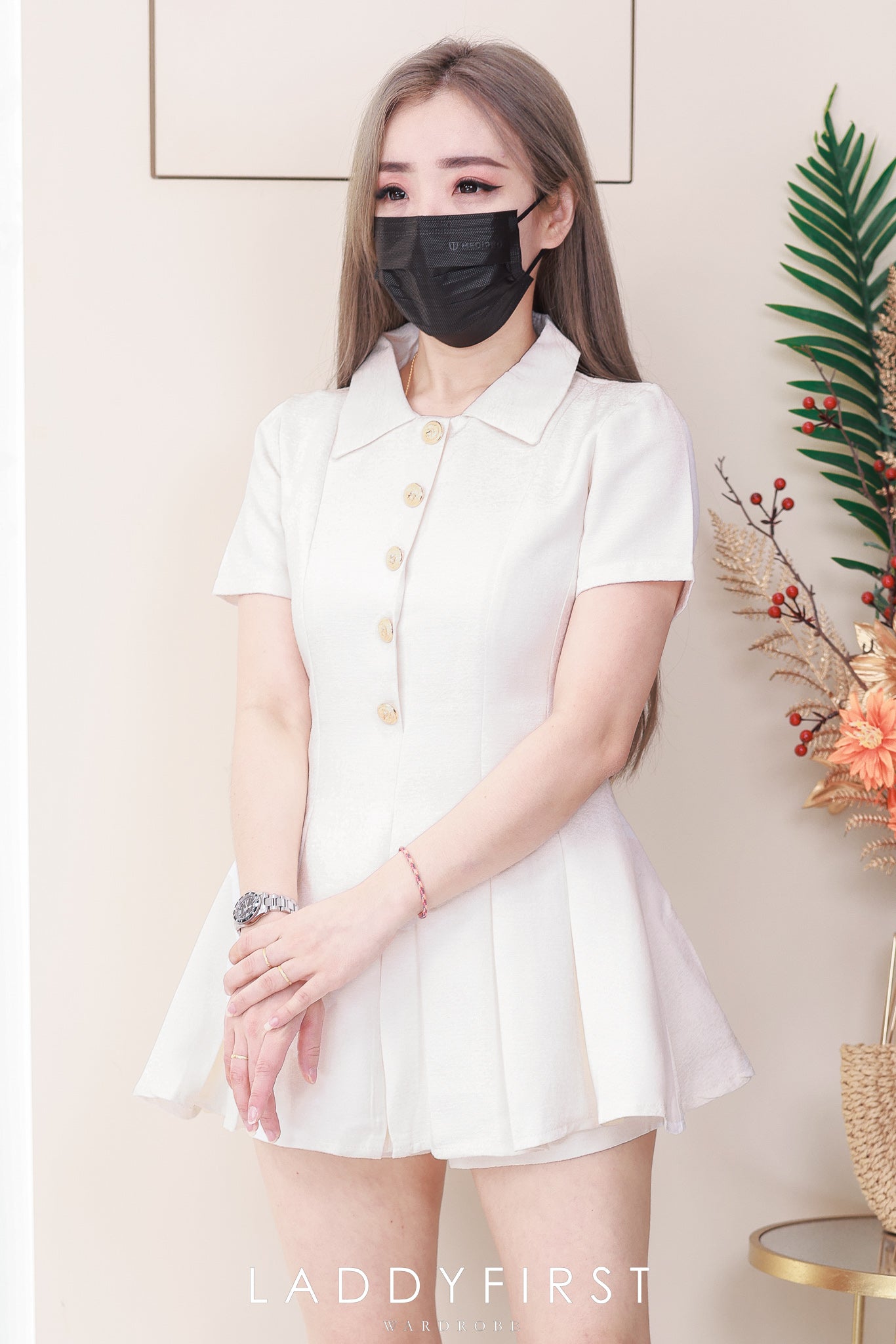 【SS21623 / 37290】高品质两件式名媛气质连衣裙套装 翻领短袖连衣裙➕高腰百搭短裤，有口袋 ❤️❤️