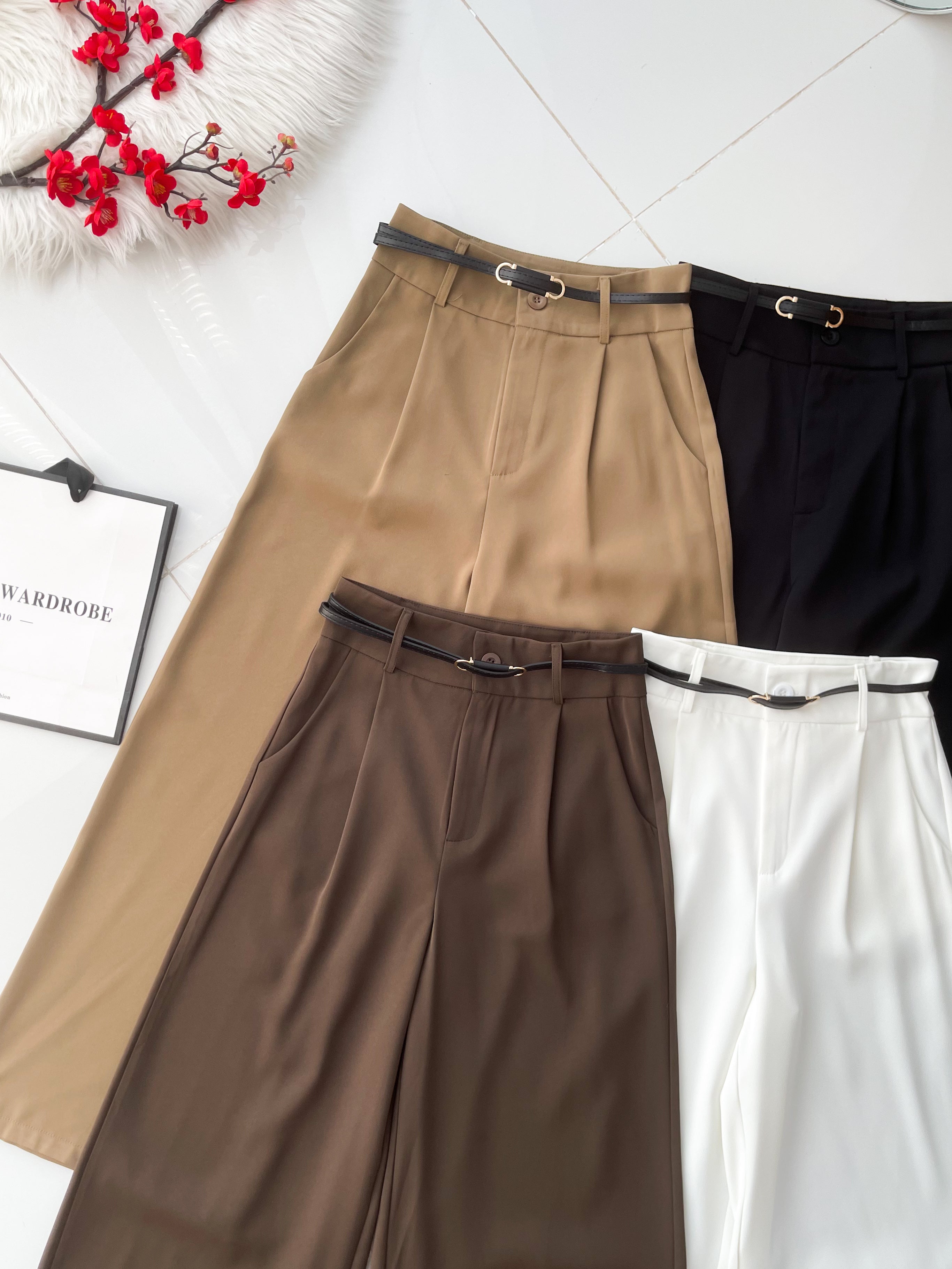 【L83012】高品质西装垂感阔脚高腰百搭长裤，有口袋 ❤️❤️