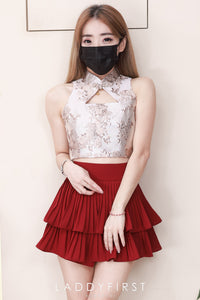 【S68135】【LFW独家小圆饼】【直播间搭配】双层蛋糕百褶荷叶边高腰显瘦西装裙子，内层防走光短裤 ❤️❤️ 【C-R3-C5】