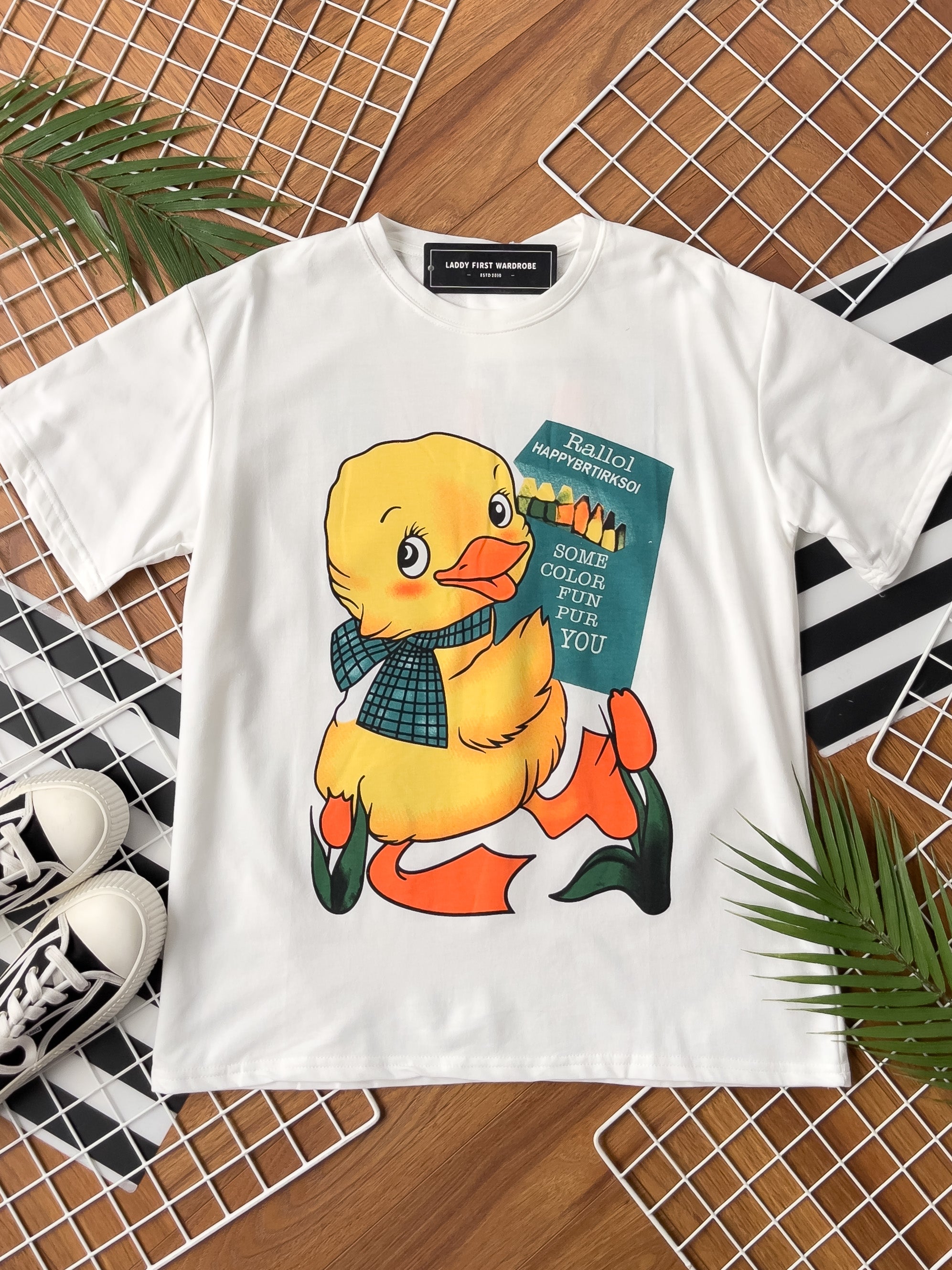 【O30010】小黄鸭印图宽松休闲 Oversized Tee ❤❤