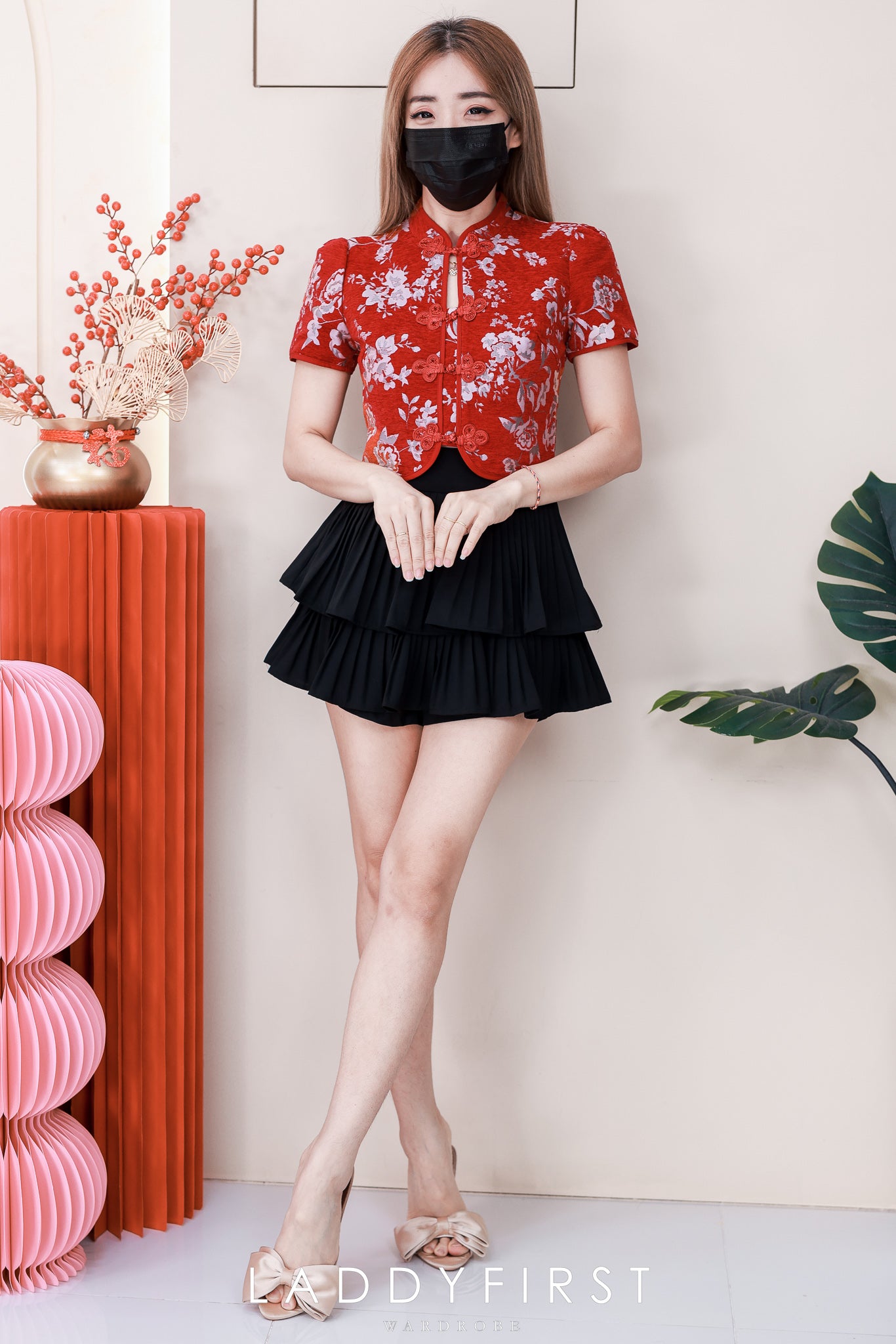 【S68135】【LFW独家小圆饼】【直播间搭配】双层蛋糕百褶荷叶边高腰显瘦西装裙子，内层防走光短裤 ❤️❤️ 【C-R3-C5】