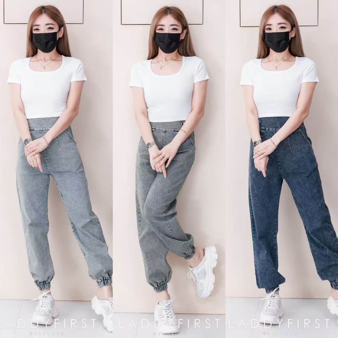 【L6754】高品质COTTON JEANS牛仔弹力老爹百搭九分长裤❤️❤️