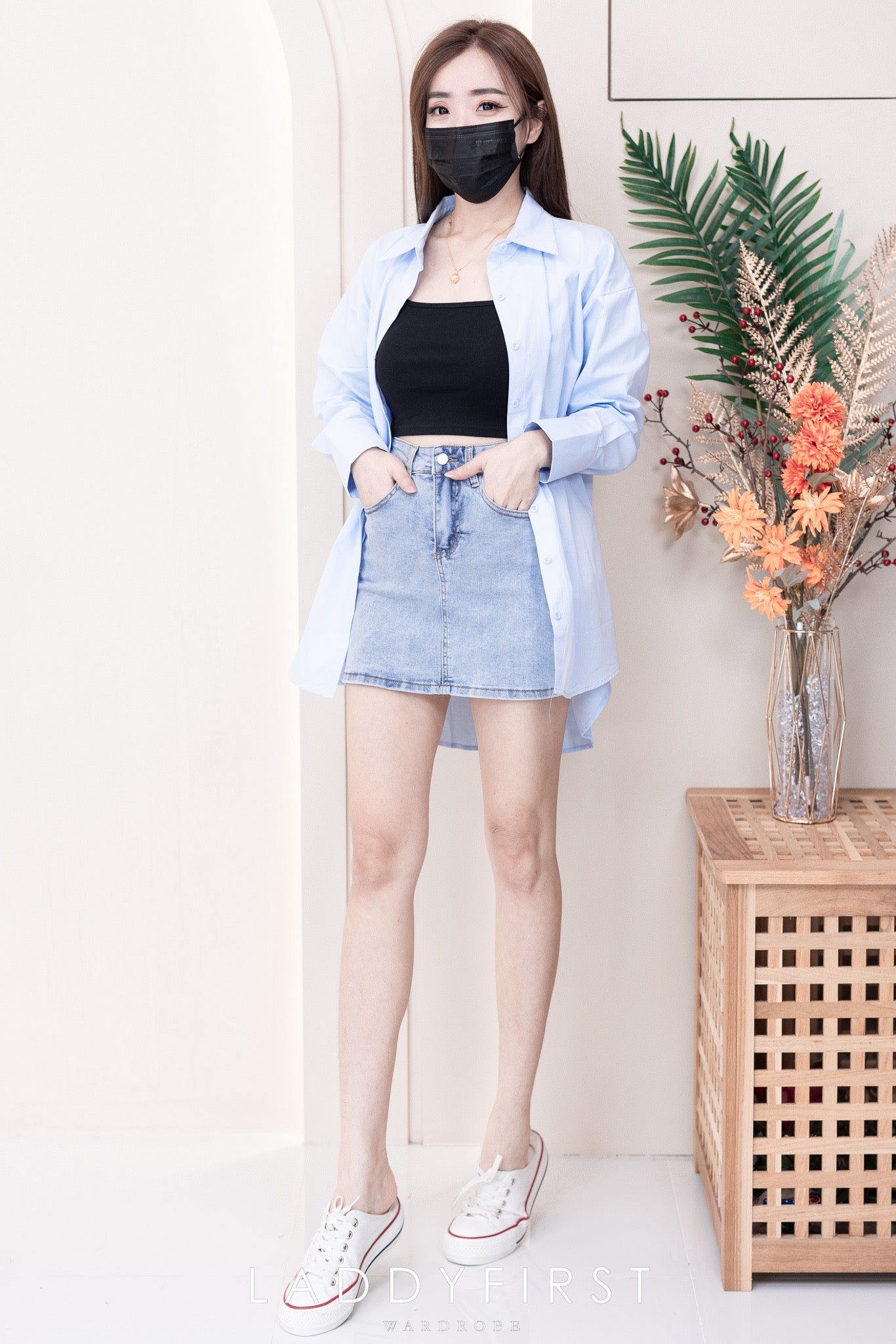 【S9546】高品质简约高腰显瘦A字牛仔百搭裙子，内层有里布短裤有口袋 ❤️❤️【D-R3-C3】