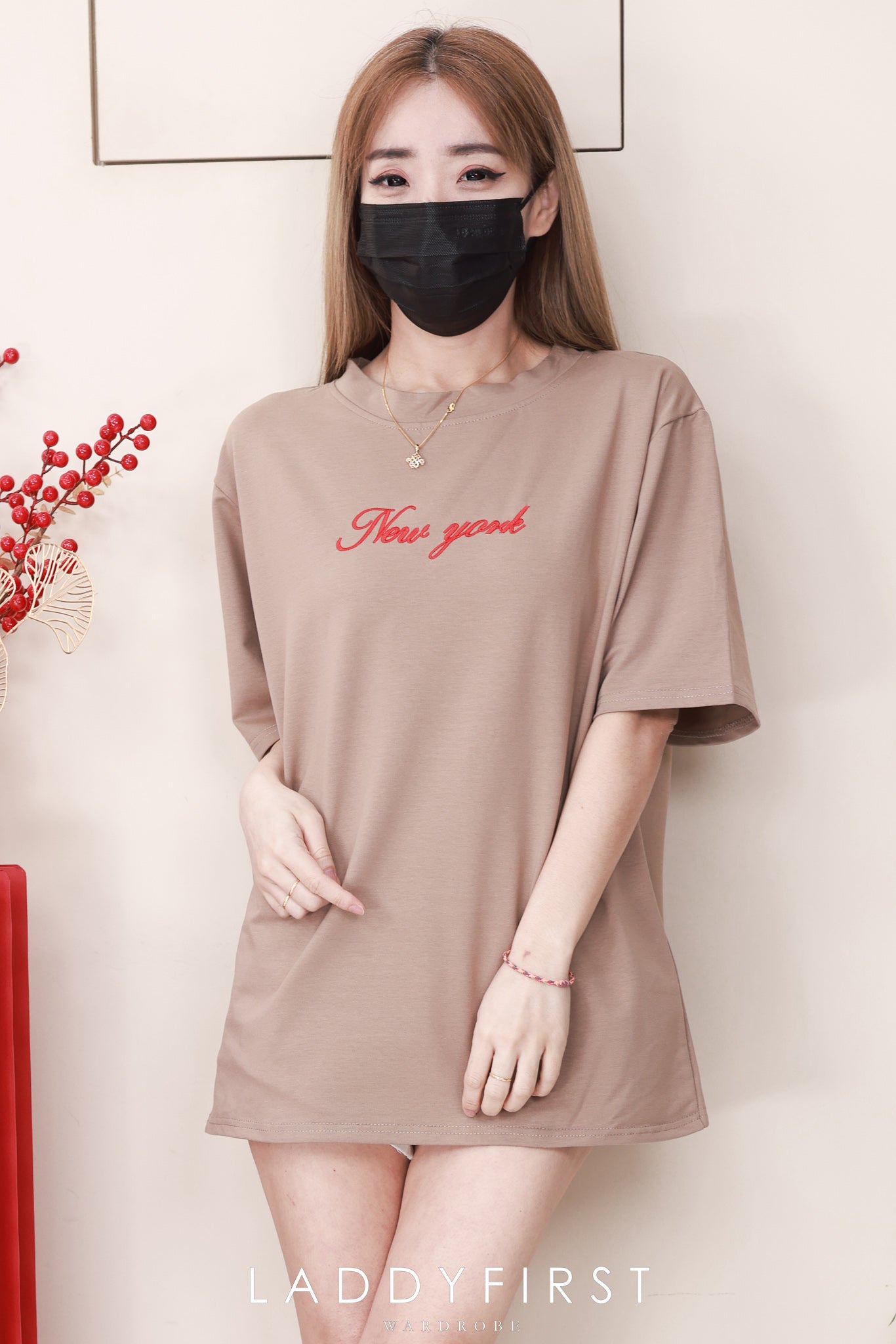 【T82997】高品质New york 刺绣宽松纯棉日常oversized百搭上衣 ❤❤ 【B-R1-C6】