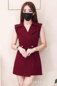 【D98961】高品质气质女神款翻领西装连身裤裙，有口袋 ❤❤【C-R1-C1】