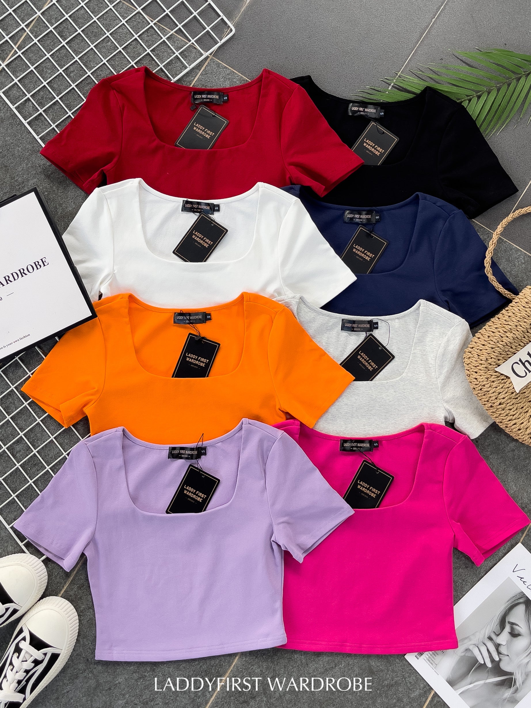 【T3371】前双后单层方领纯棉弹力百搭上衣 ❤❤ 【C-R1-C5】