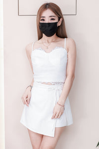 【SS110995】高品质两件式女神气质款时尚套装 无袖肩带蕾丝上衣➕前裙后裤开叉设计高腰百搭裤裙 ❤️❤️【B-R2-C5】