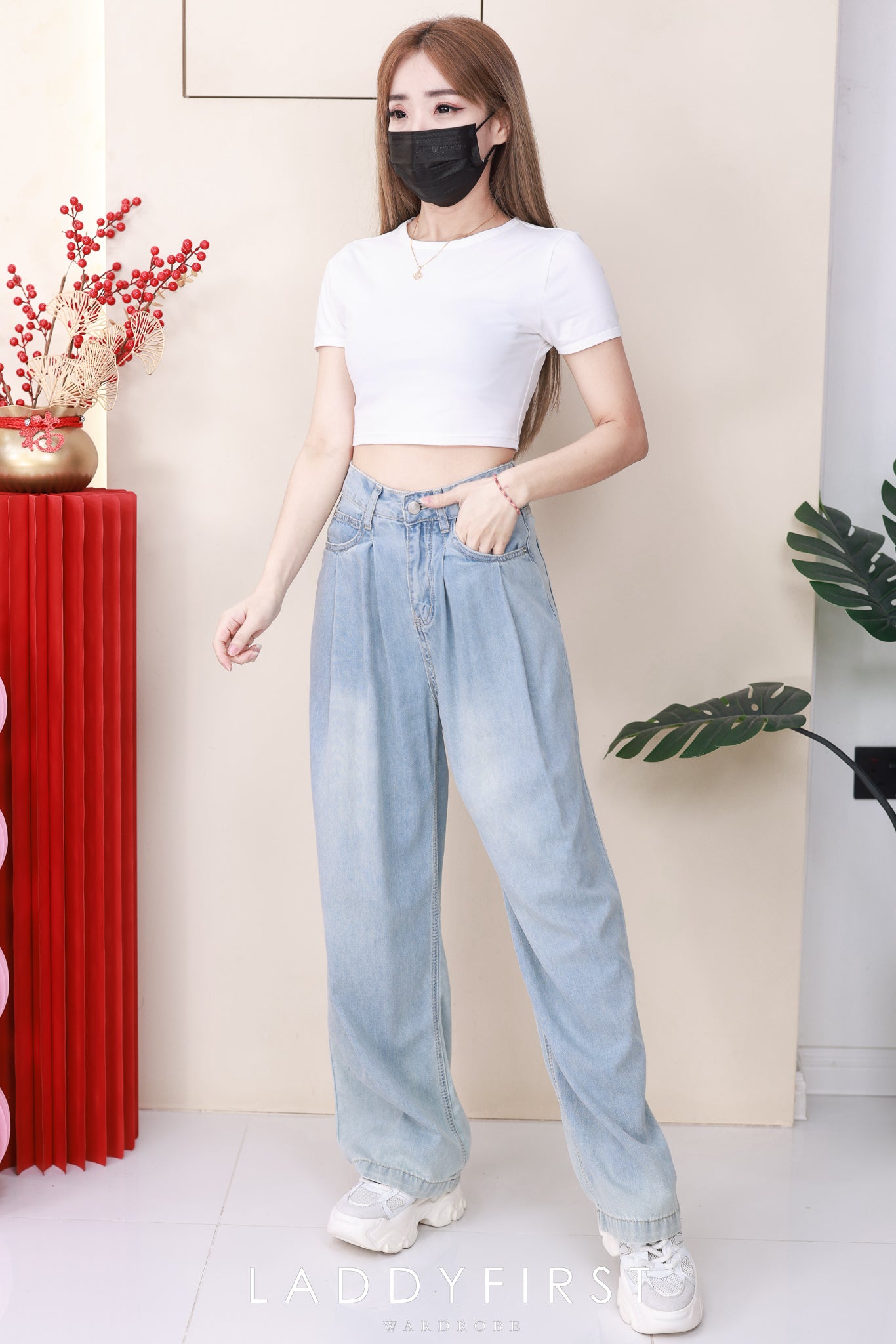 【L3580】高品质气质天丝牛仔直筒阔脚高腰百搭长裤，有口袋 ❤️❤️