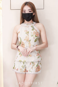 【SS3494】🧧 宠粉福利回馈 🧧 【LFW独家小圆饼】高品质两件式雪尼尔棉质CUT IN提花套装 无袖CUT IN收腰设计上衣➕高腰短裤，有口袋 ❤️❤️