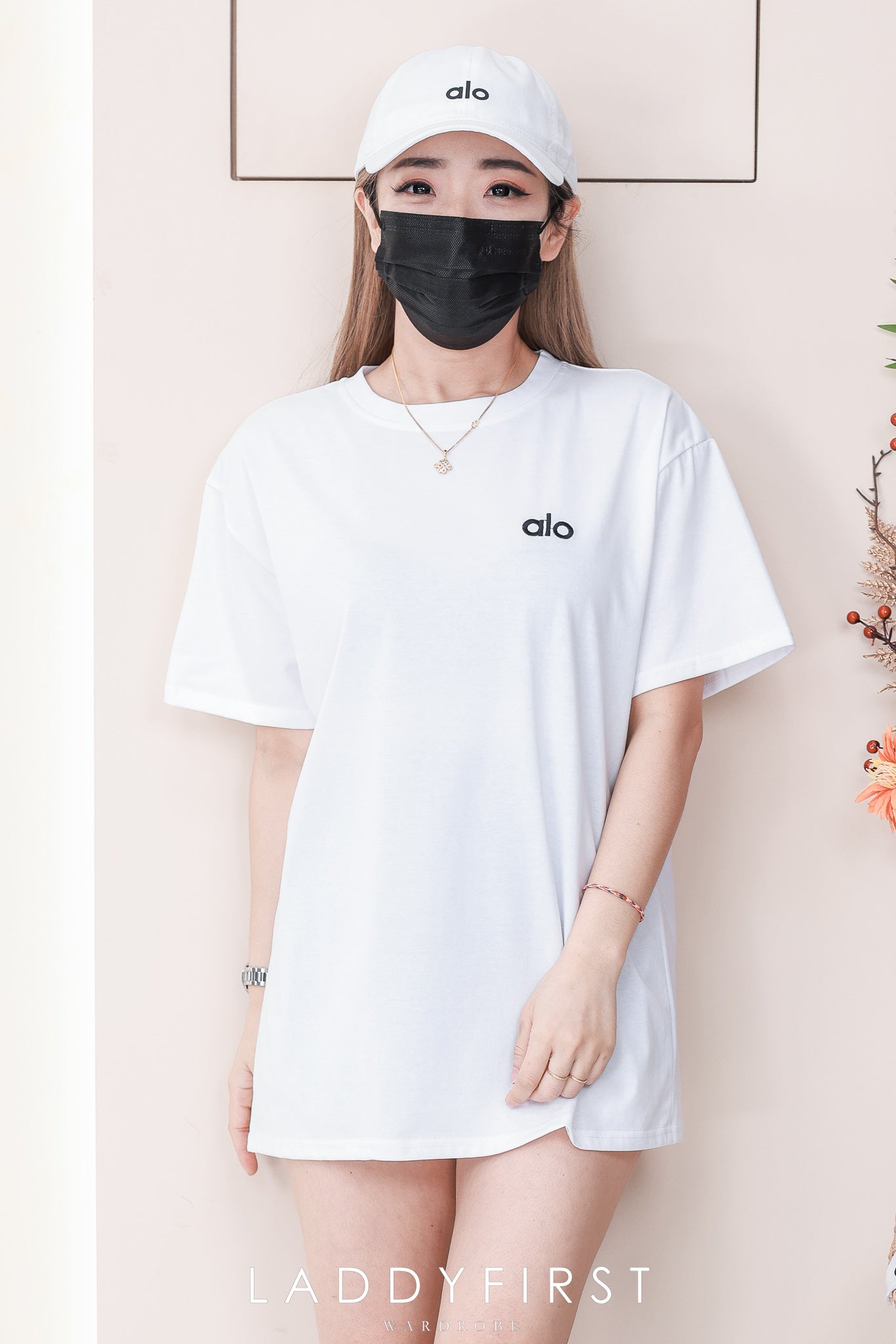 【O2088-1】高品质三件套男女同款圆领短袖alo刺绣Oversized 休闲上衣➕帽子➕袜子 ❤❤