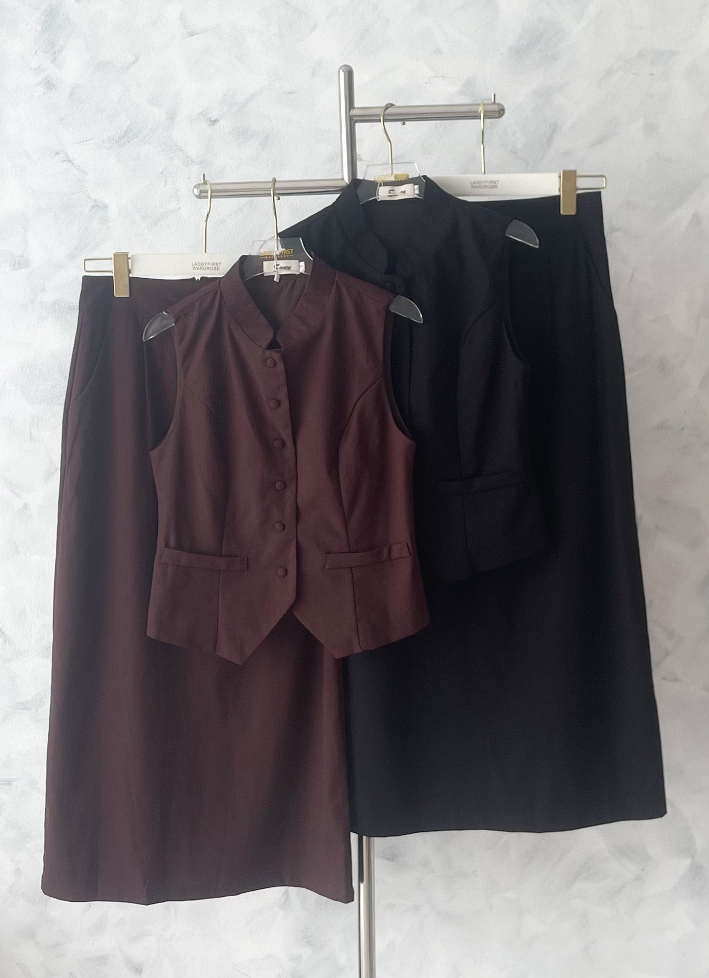 【SS82826】高品质两件式新中式棉麻套装 立领新中式马甲上衣➕棉麻高腰百搭裙子 ❤️❤️