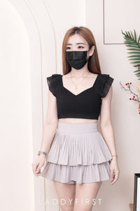 【S68135】【LFW独家小圆饼】【直播间搭配】双层蛋糕百褶荷叶边高腰显瘦西装裙子，内层防走光短裤 ❤️❤️ 【C-R3-C5】