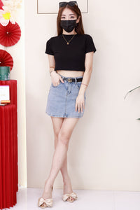 【S9546】高品质简约高腰显瘦A字牛仔百搭裙子，内层有里布短裤有口袋 ❤️❤️【D-R3-C3】