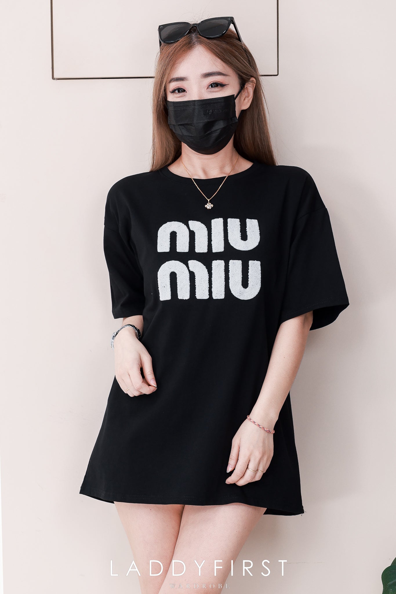 【O7603】毛巾绣字MIUMIU领短袖 Oversized 休闲上衣❤️❤️