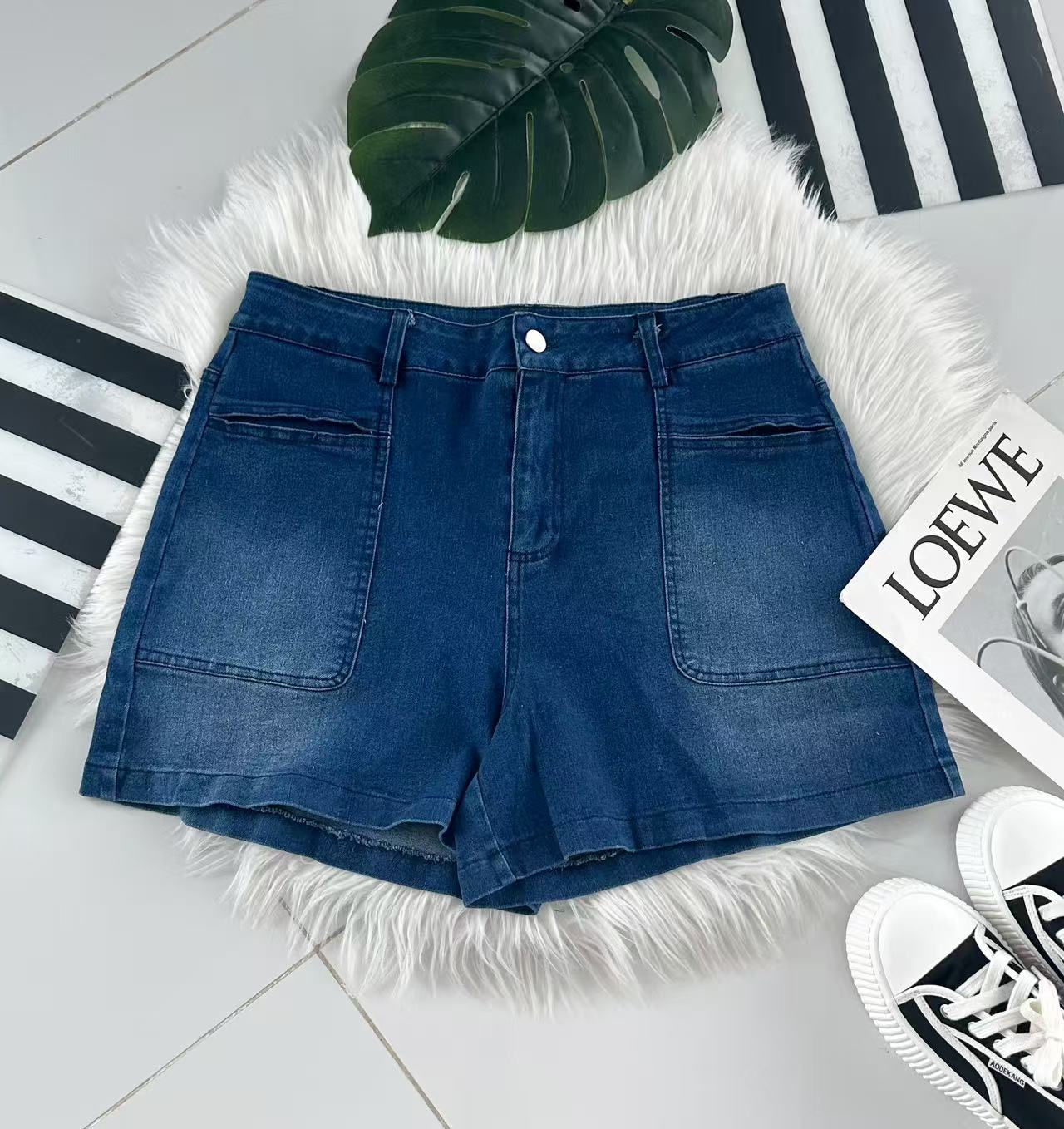 【S5267】高品质COTTON JEANS牛仔弹力高腰百搭短裤，有口袋 ❤️❤️