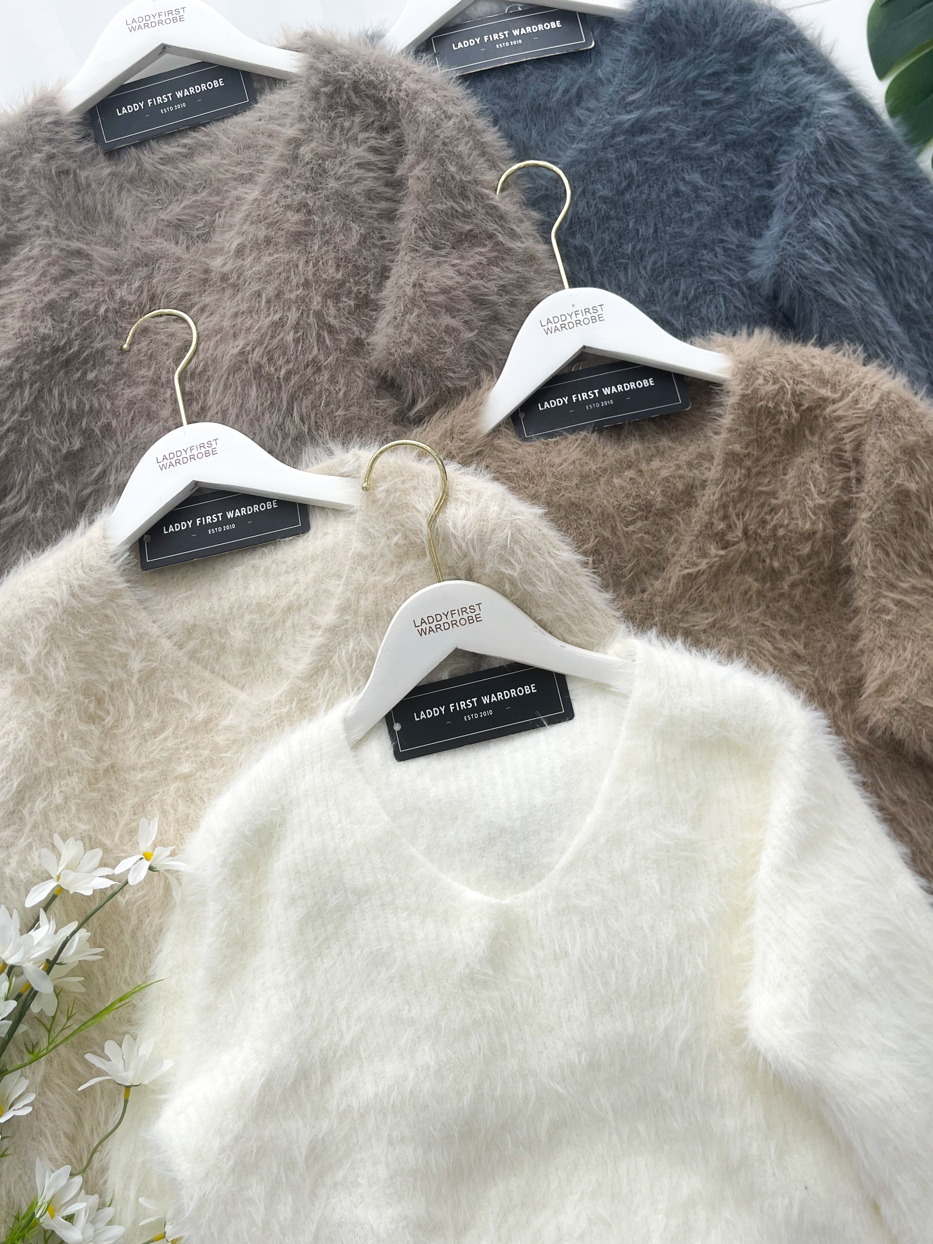 【T7078】高品质韩系气质毛毛柔软长袖百搭上衣 ❤❤