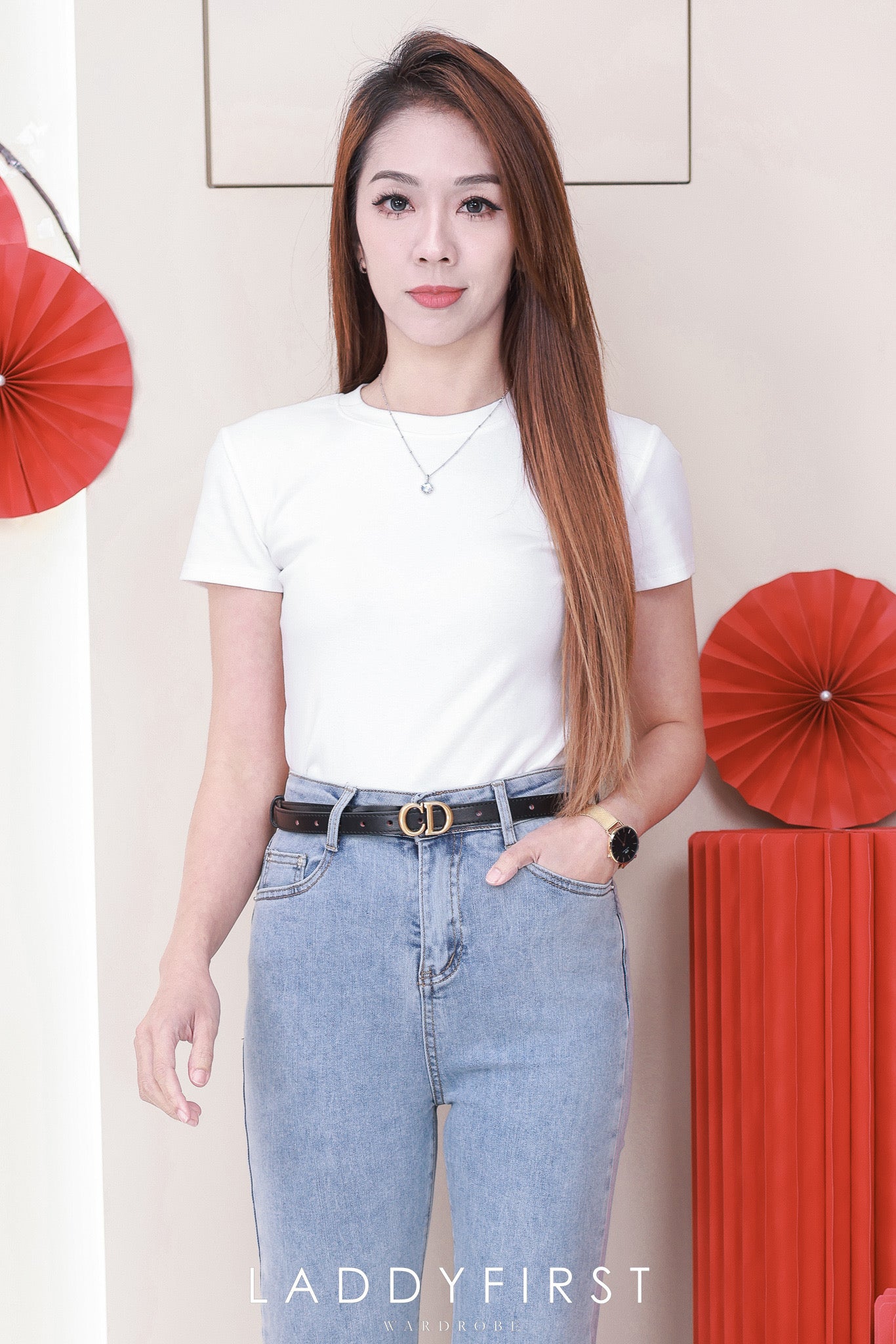 【L560】高品质高腰修身显瘦牛仔窄脚九分长裤，有口袋 #COTTON弹力牛仔面料 ❤️❤️