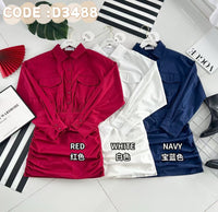 【D3488】🧧 宠粉福利回馈 🧧 【LFW独家小圆饼】高品质法式翻领长袖收腰显示包臀衬衫连身裙子 ❤️❤️ 【D-R2-C1】