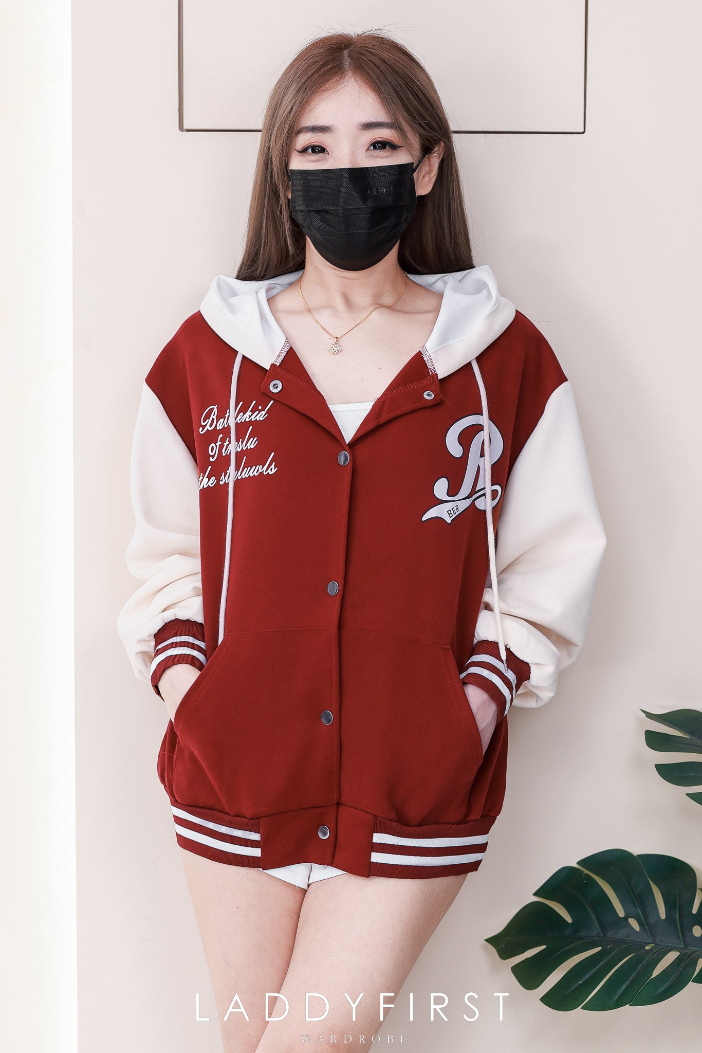 【JK803】高品质男女同款气质撞色系R印花连帽长袖卫衣，按扭设计有口袋 ❤❤