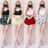 【S68135】【LFW独家小圆饼】【直播间搭配】双层蛋糕百褶荷叶边高腰显瘦西装裙子，内层防走光短裤 ❤️❤️ 【C-R3-C5】