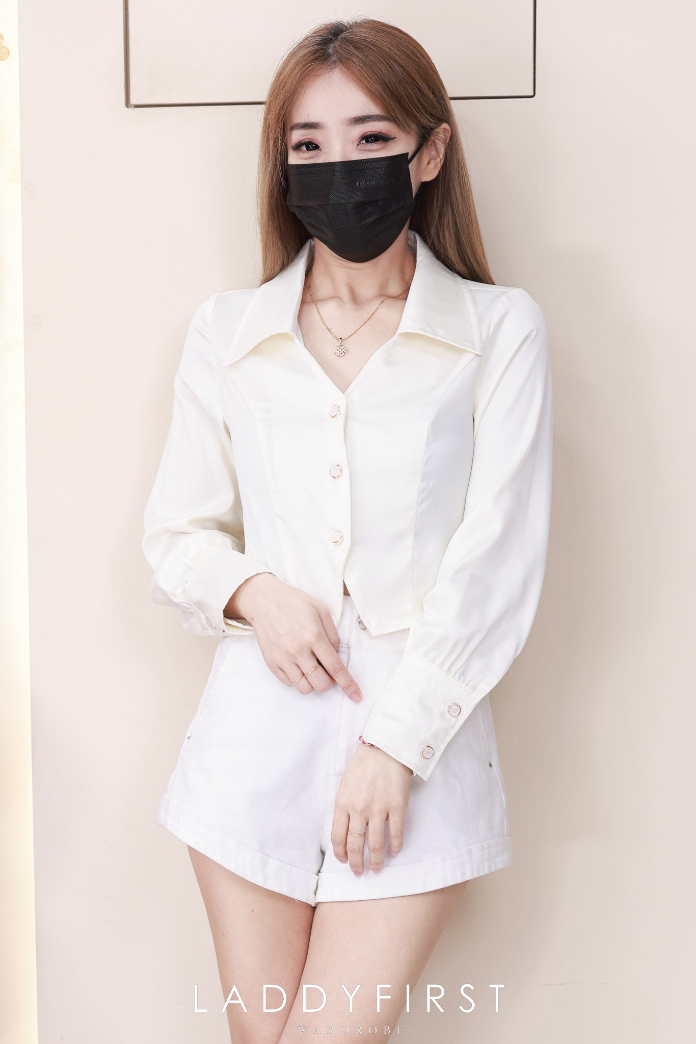 【T16962】高品质港式复古时尚气质显瘦长袖缎面上衣 ❤❤