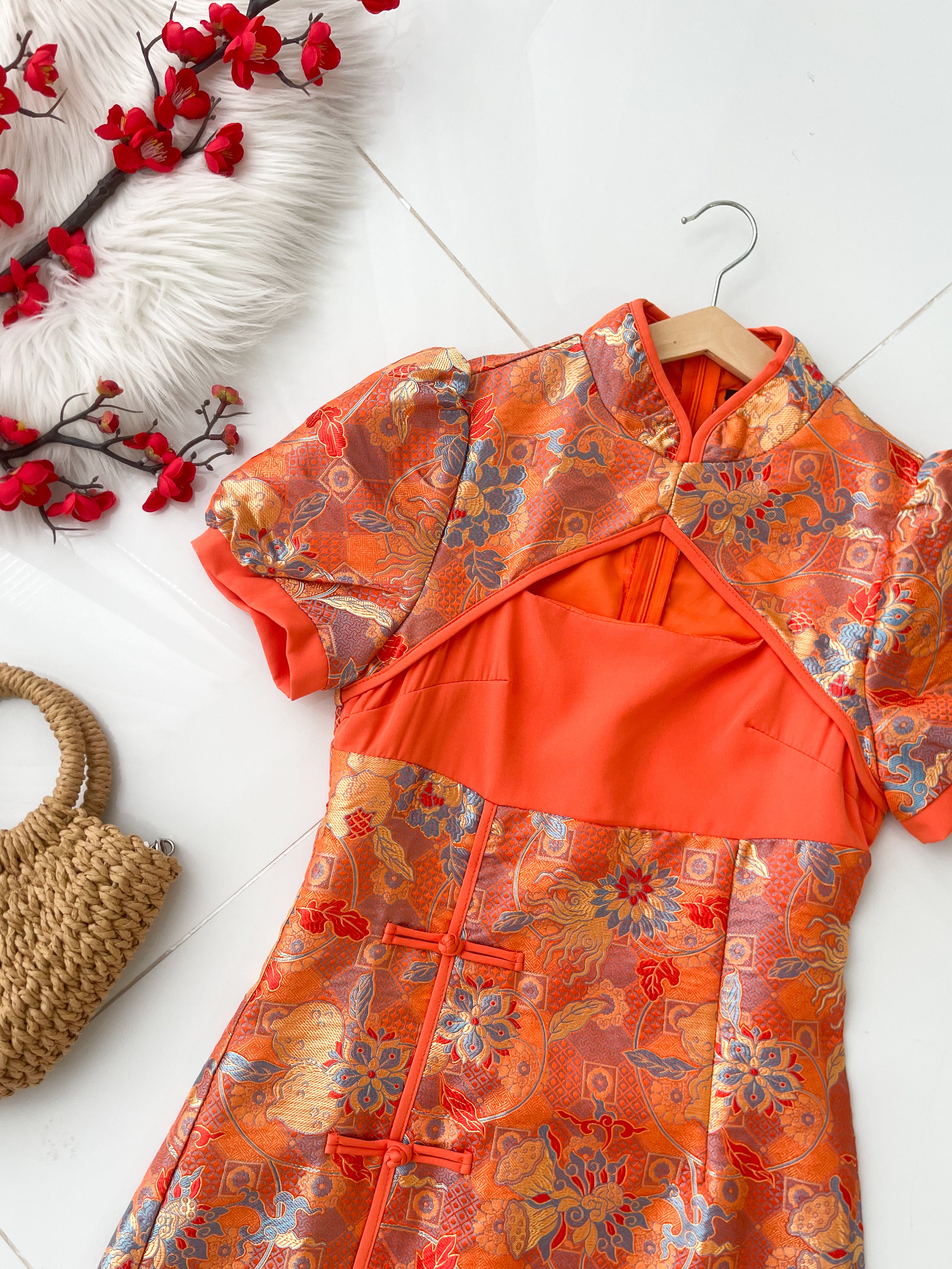 【D1027】高品质【女装】高端贵气国风显腰提花旗袍连身裙子 ❤️❤️【B-R1-C1】