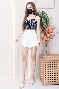 【SS110442】【网站福利款✨】高品质两件式西装时装套装 自调无袖肩带西装上衣，后幅伸缩弹力➕印花西装高腰短裤，有口袋，配送腰带 ❤️❤️ 【D-R1-C3】