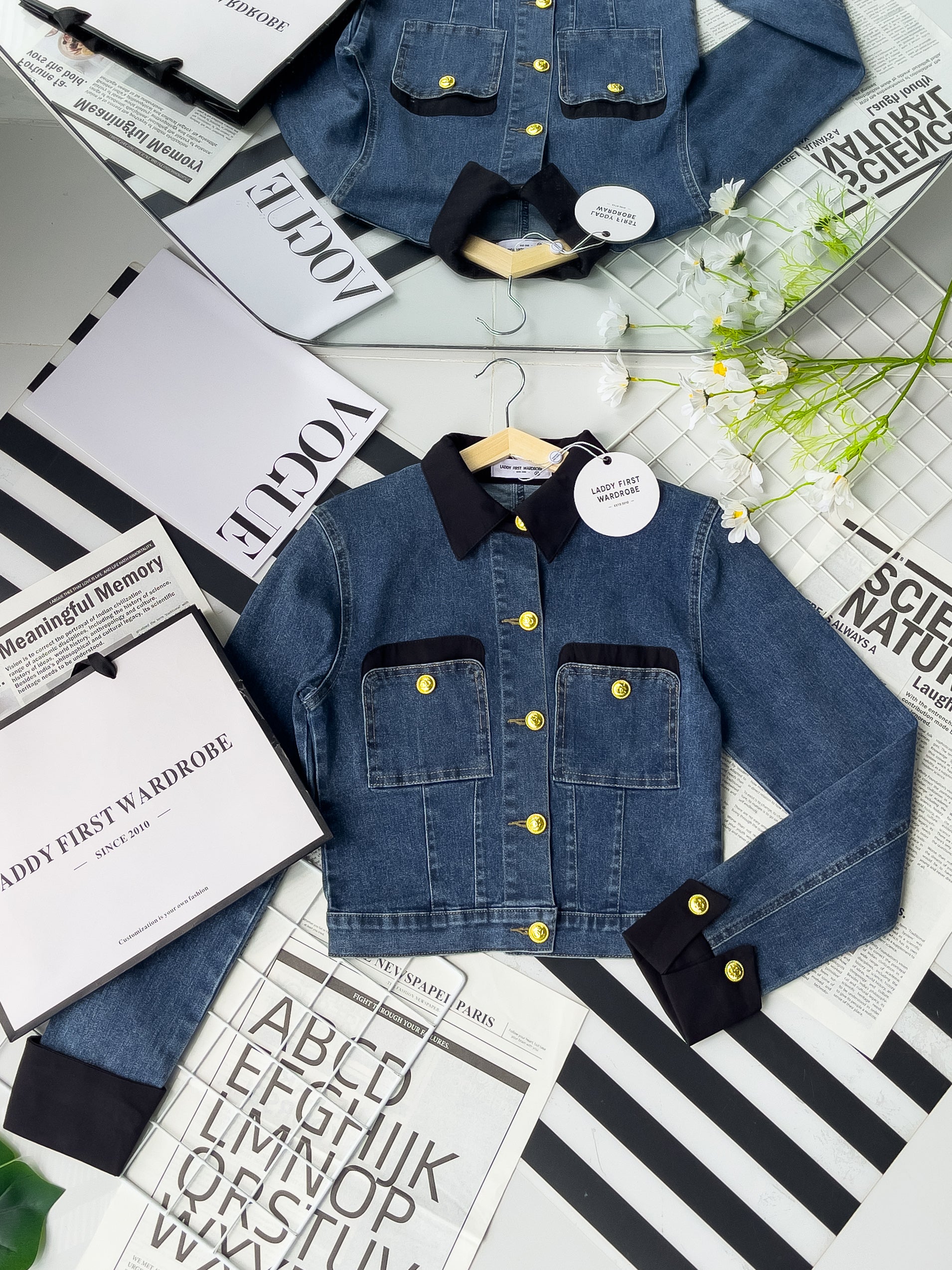 【JK3460】【LFW独家小圆饼】高品质COTTON JEANS精致纽扣翻领长袖百搭牛仔外套 ❤❤