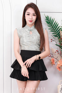 【S68135】【LFW独家小圆饼】【直播间搭配】双层蛋糕百褶荷叶边高腰显瘦西装裙子，内层防走光短裤 ❤️❤️ 【C-R3-C5】