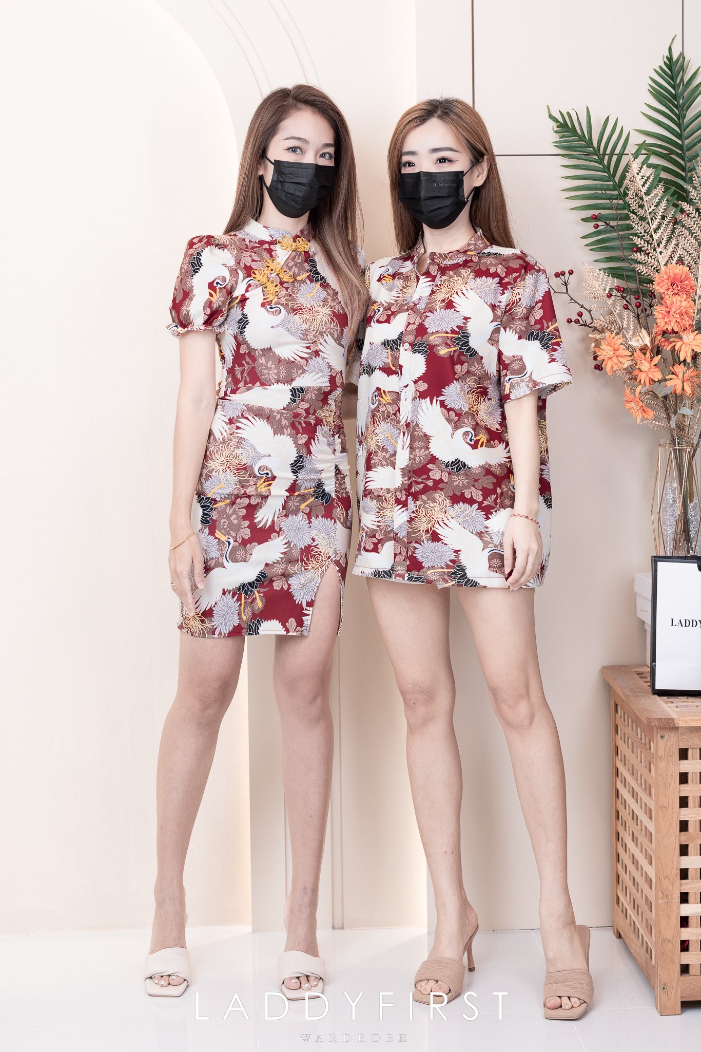 【D3313】独家爆款国潮仙鹤高端唐装旗袍连身裙子【B-R3-C2】