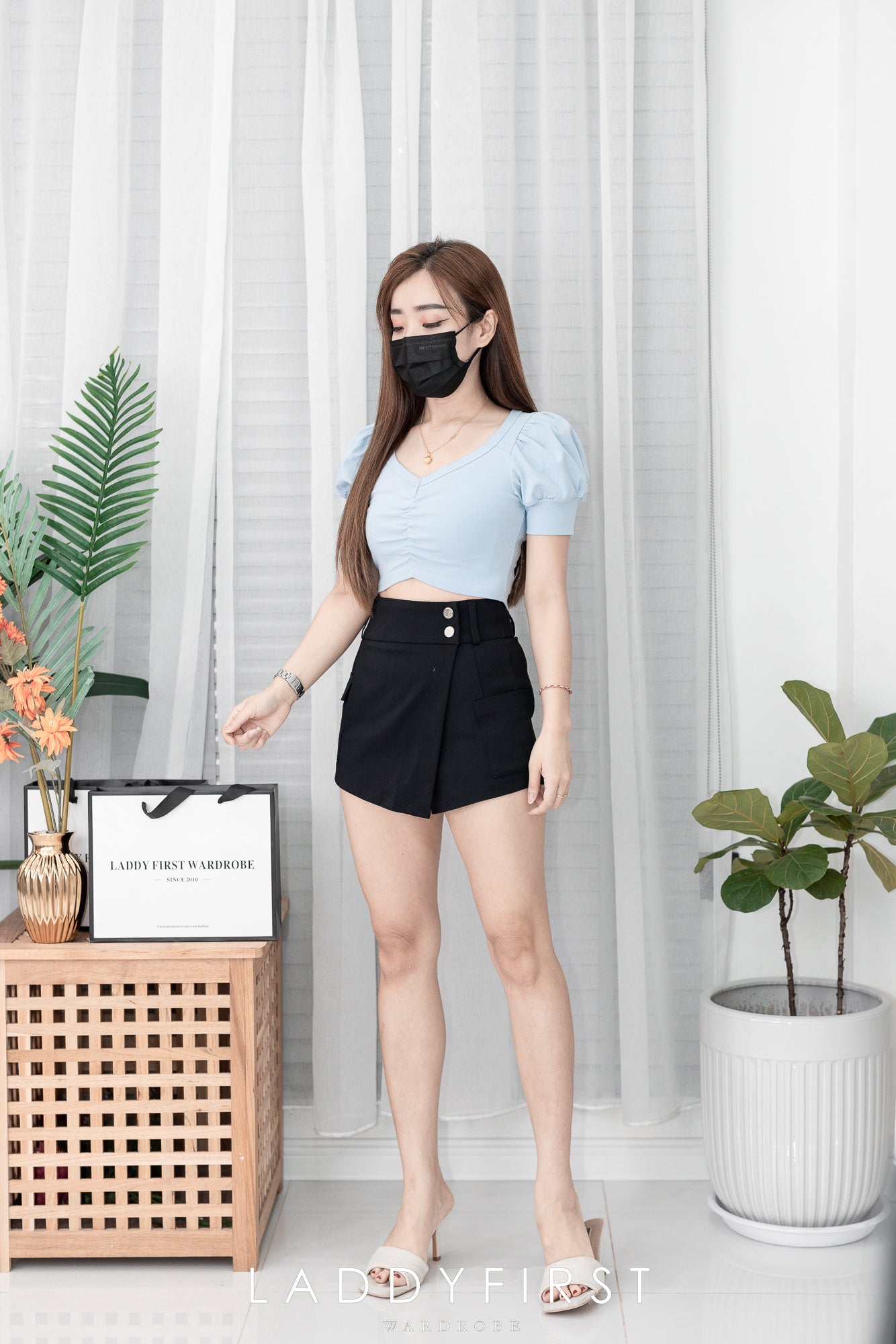 【T3337】💋特厚棉高质量百搭💋独家爆款韩版V领显瘦短款褶皱纯棉弹力百搭上衣 【B-R1-C3】