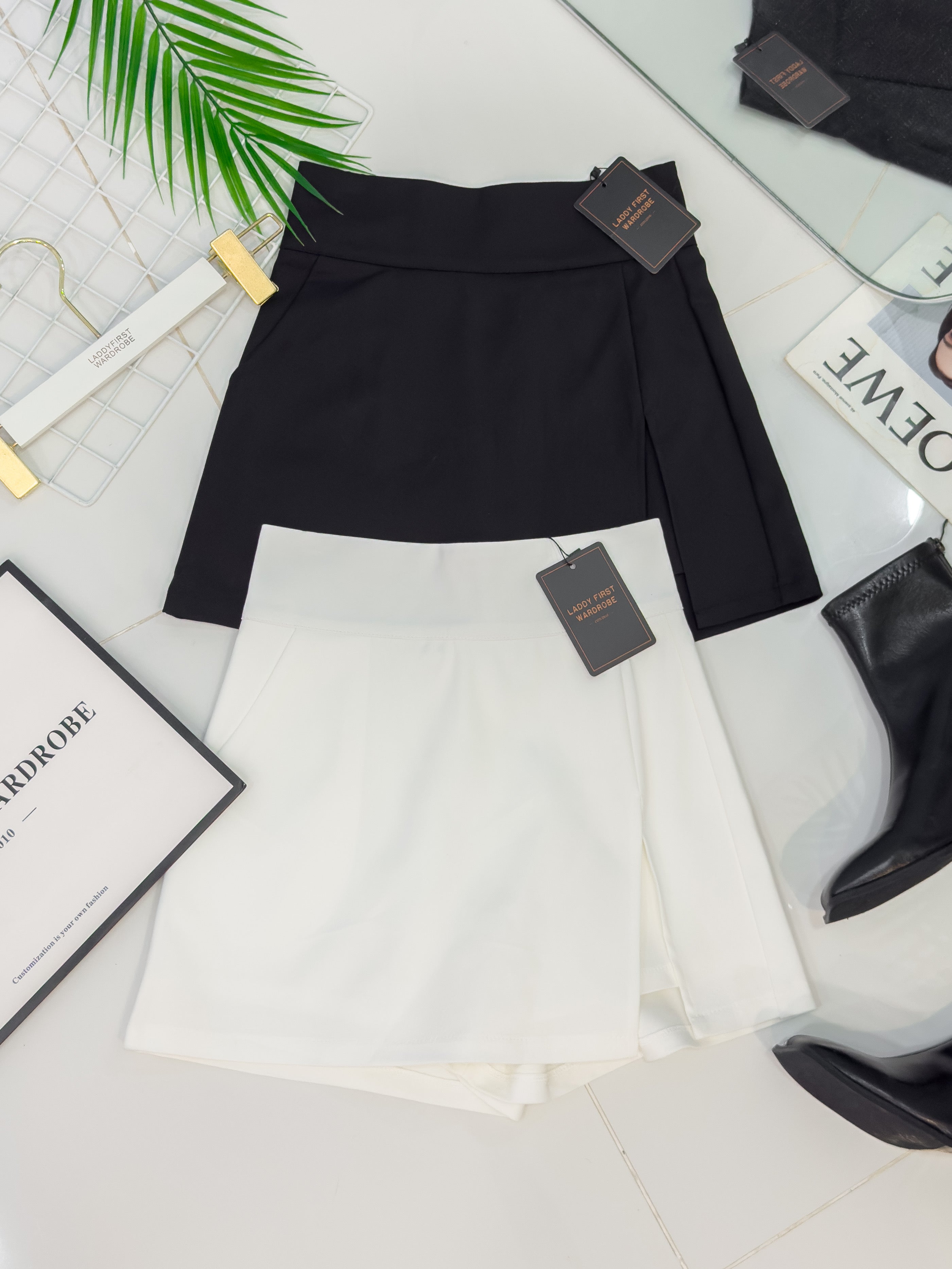 【S7991】高品质收腰显瘦A字西装开叉边高腰百搭裤裙，前裙后裤有口袋 ❤️❤️