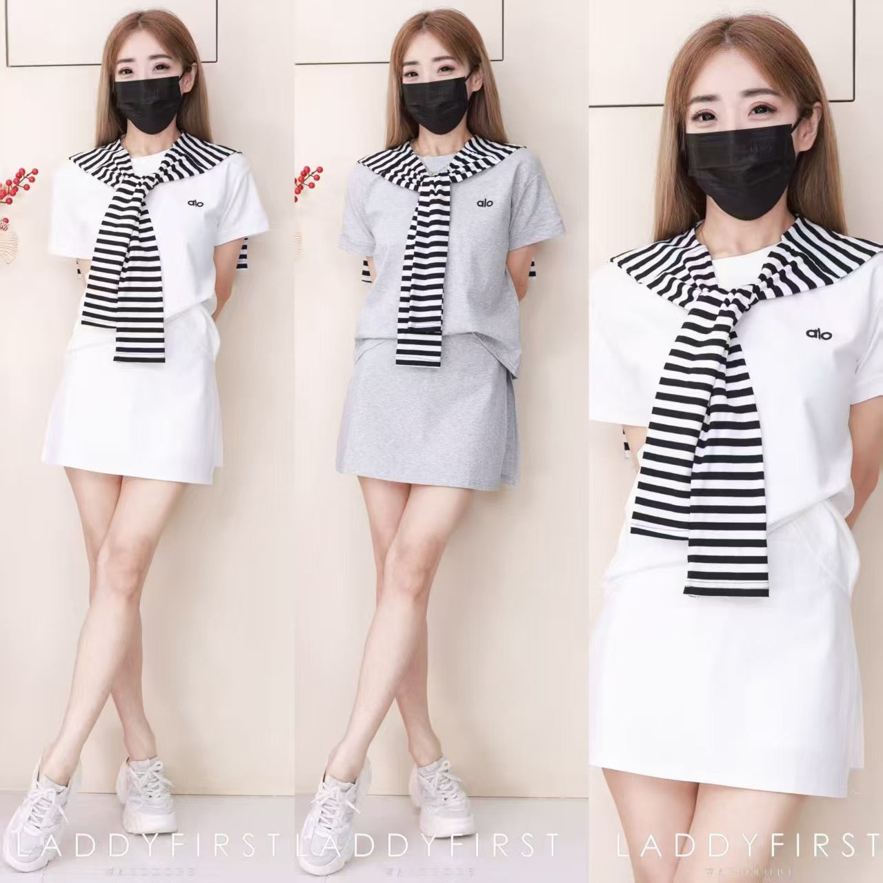 【SS612】高品质三件式韩系学院风时尚套装 宽松百搭上衣➕百搭裤裙，两侧开叉设计 ❤️❤️