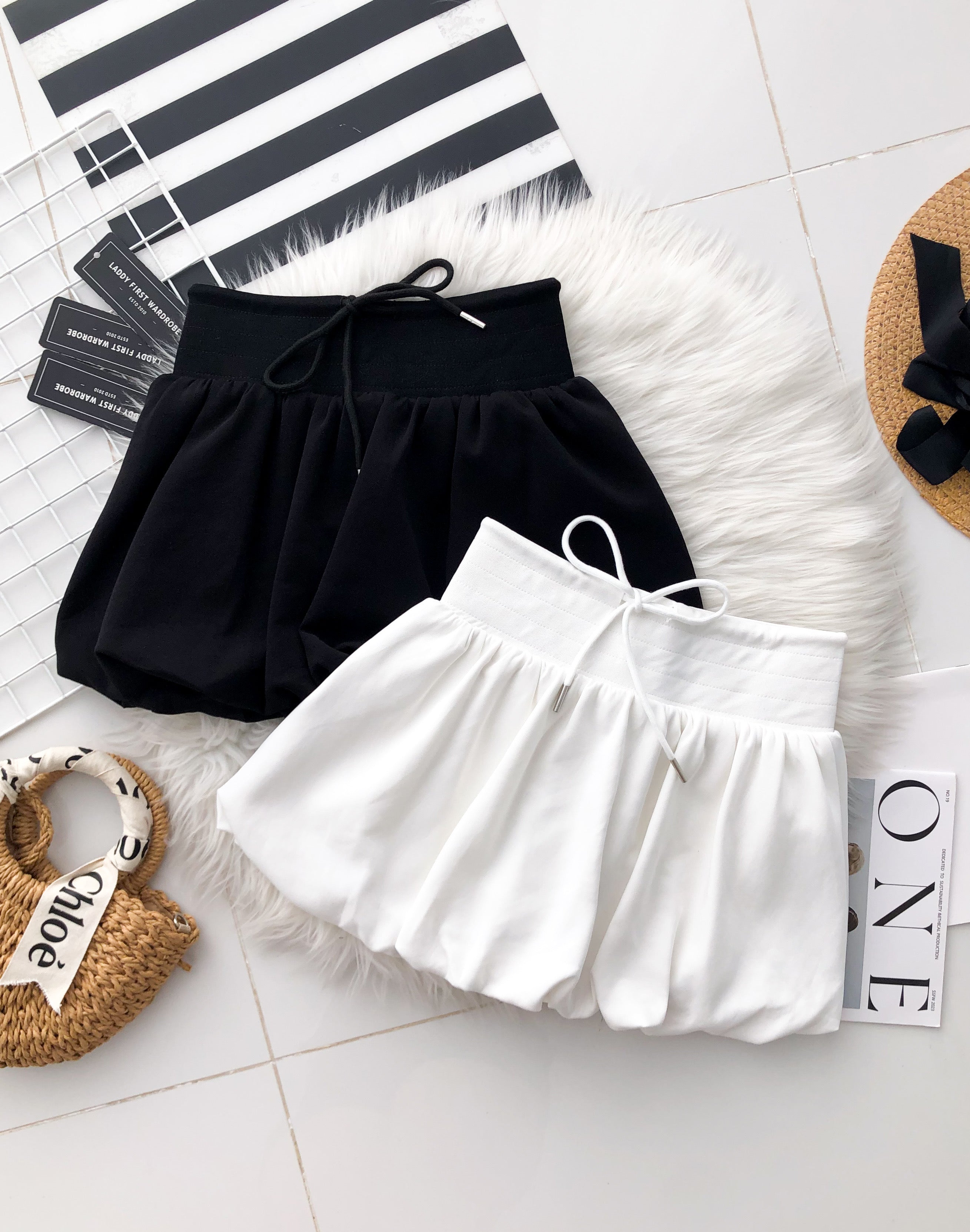 【S655】🧧 宠粉福利回馈 🧧 高品质抽绳花苞蓬蓬高腰百搭裙子，内层有里布短裤 ❤️❤️