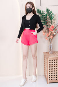 【S80484】独家爆款多巴胺色系卫衣棉质后副松紧弹力高腰休闲百搭短，有口袋 ❤️❤️ 【B-R1-C1】