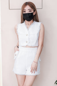 【SS21677 / 37419】高品质两件式精致马甲式小香风套装 马甲式小香风上衣➕小香风高腰百搭短裤，有口袋 ❤️❤️ 【D-R1-C4】