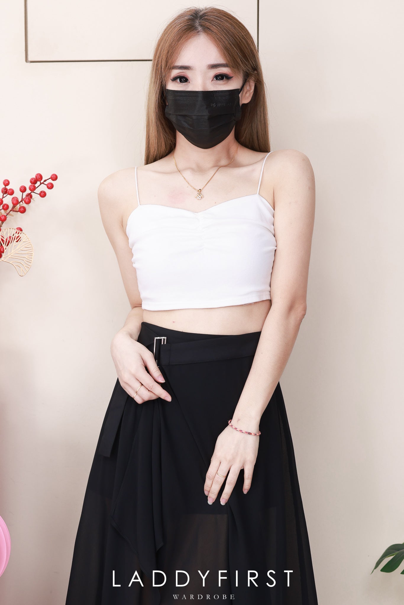 【L50013 / 16054】高品质假两件内层西装短裤拼接雪纺网纱裤裙 ❤️❤️