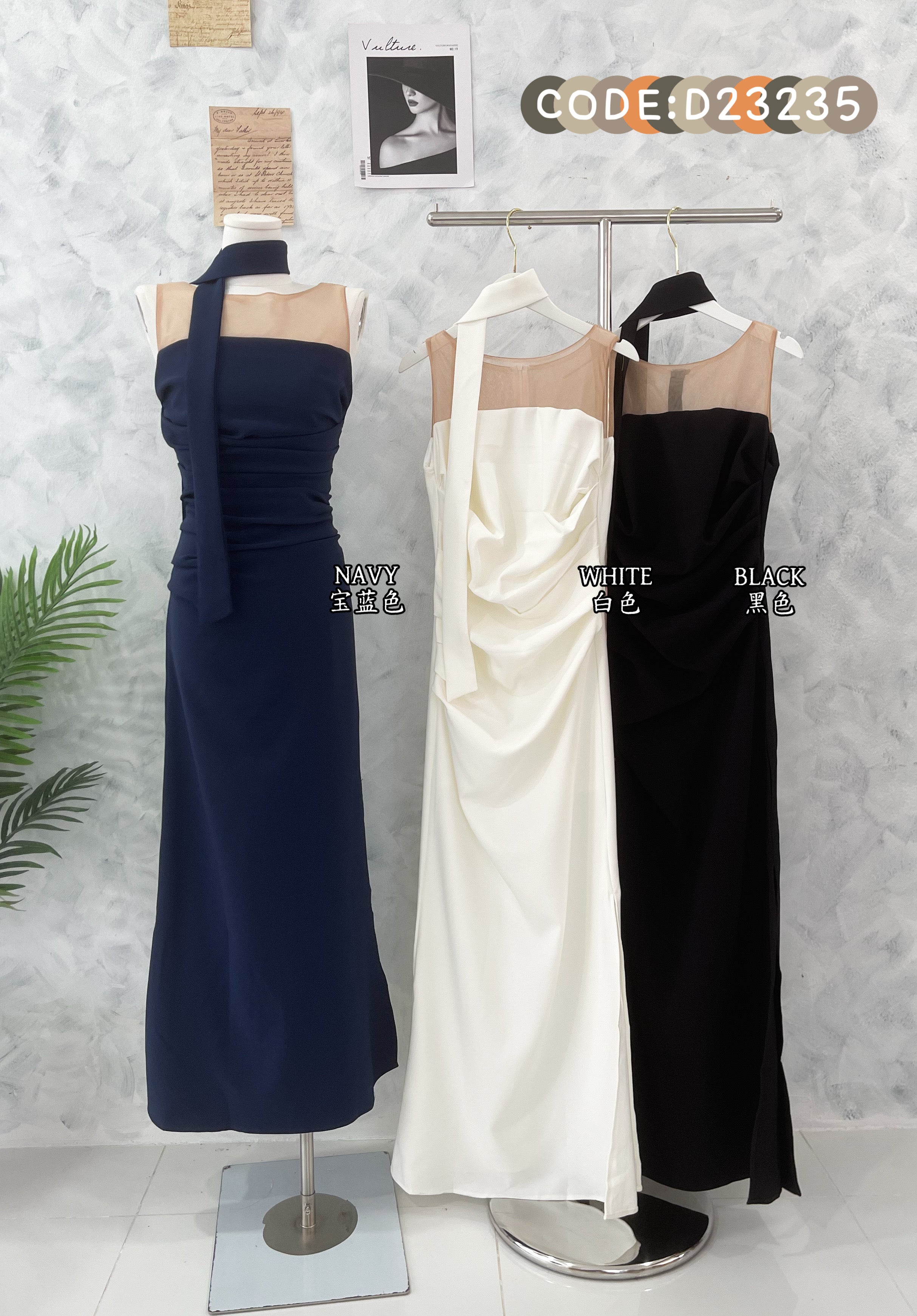 【D23235】高品质高端气质收腰设计晚宴连身长裙，侧边开叉设计 ❤️❤️【A-R1-C5】