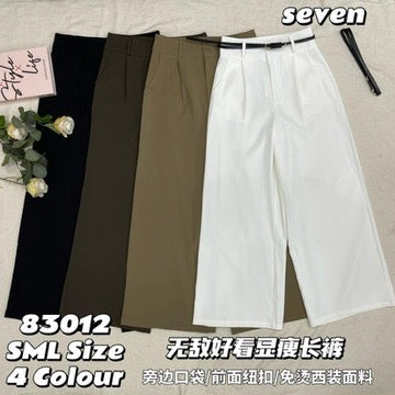 【L83012】高品质西装垂感阔脚高腰百搭长裤，有口袋 ❤️❤️
