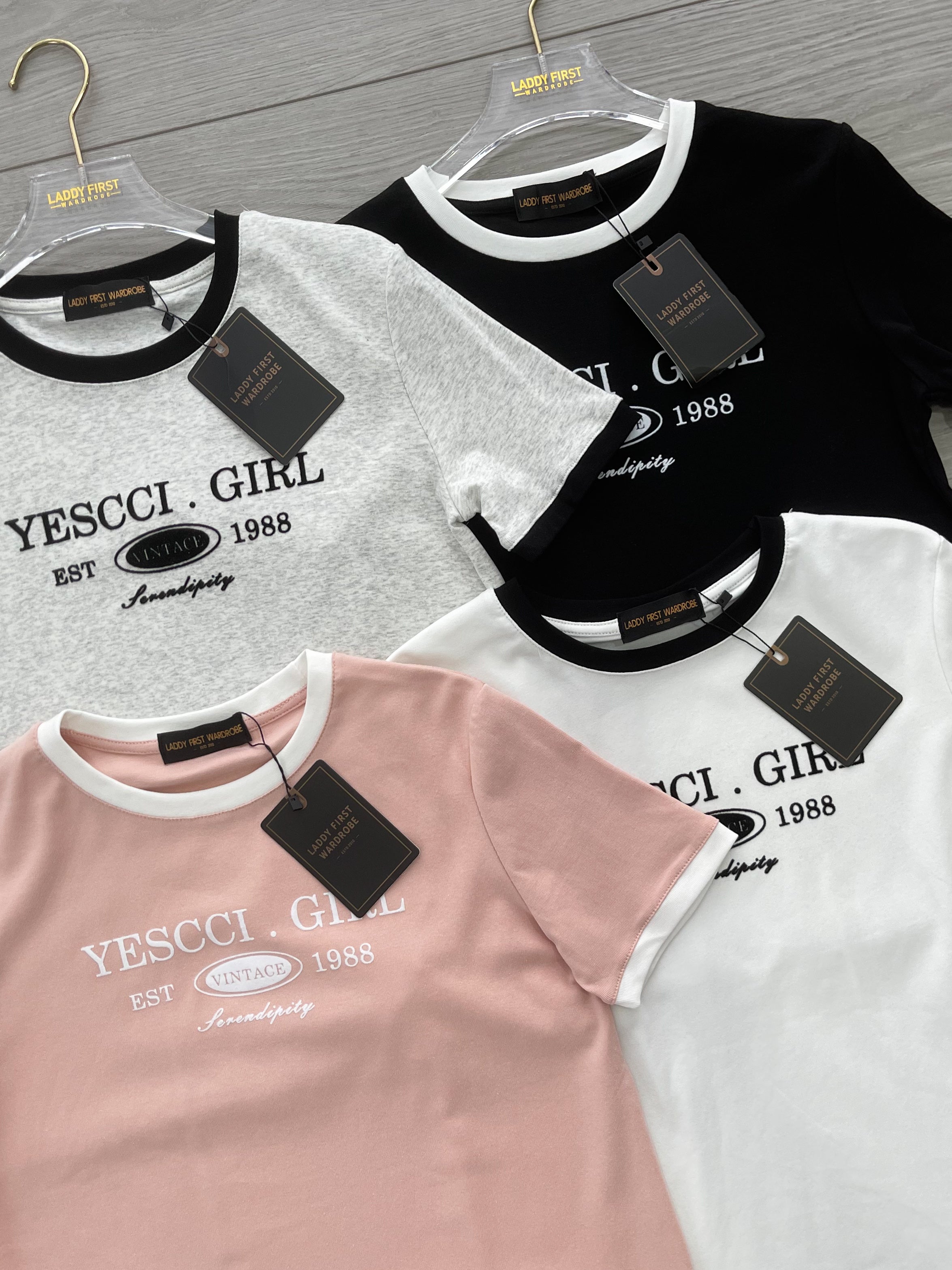 【T302】独家爆款高品质纯棉弹力字母圆领拼色短袖日常简约休闲百搭上衣 ❤️❤️