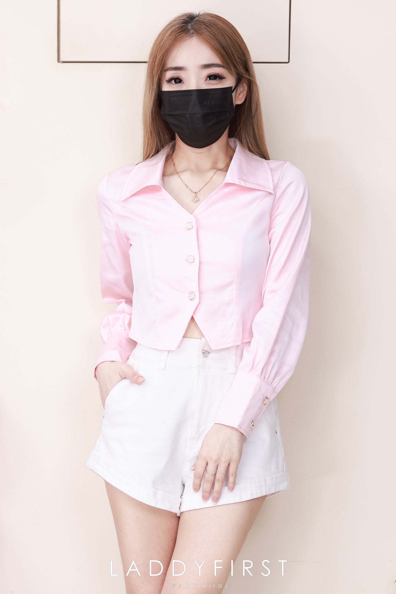 【T16962】高品质港式复古时尚气质显瘦长袖缎面上衣 ❤❤