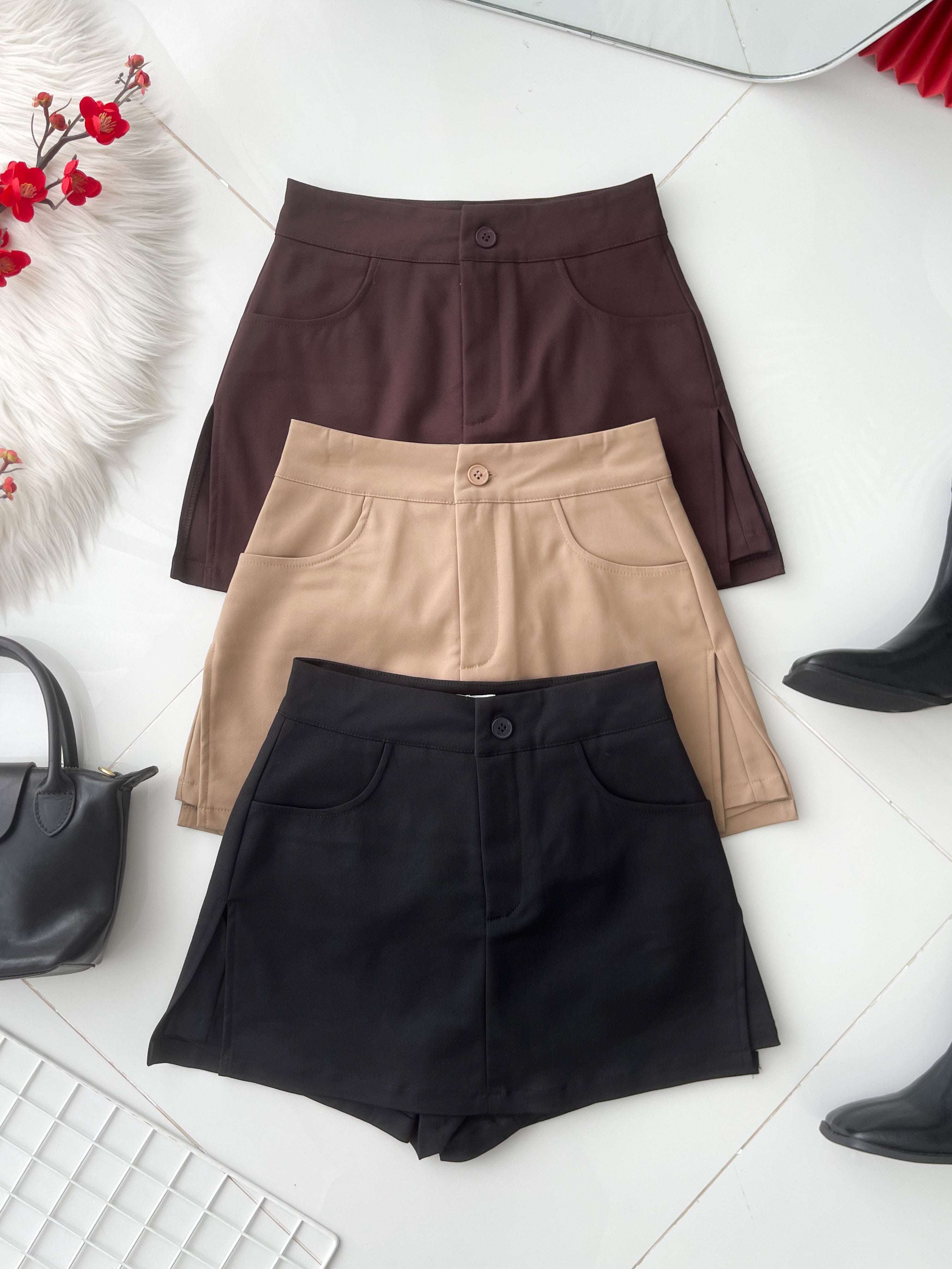 【S98752】高品质极简简约前后裙西装高腰百搭裤裙，有口袋 ❤️❤️